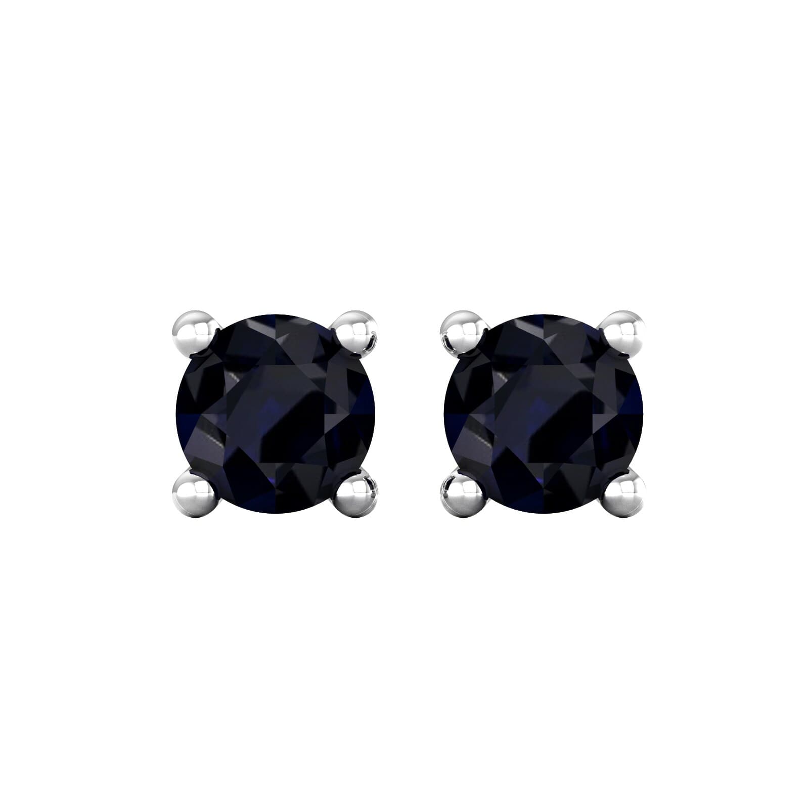 9ct White Gold 4 Claw Sapphire Stud Earrings