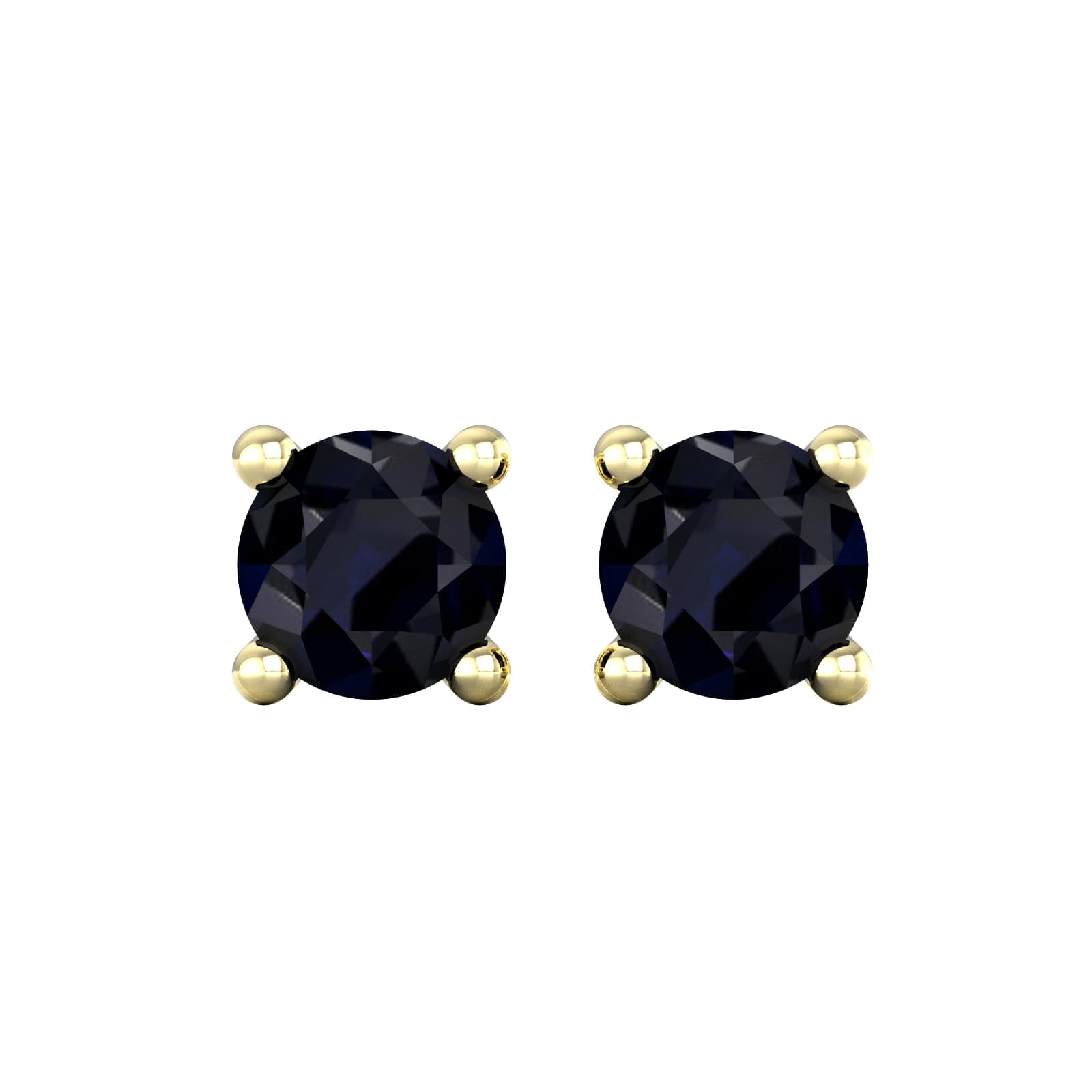 9ct Yellow Gold 4 Claw Sapphire Stud Earrings