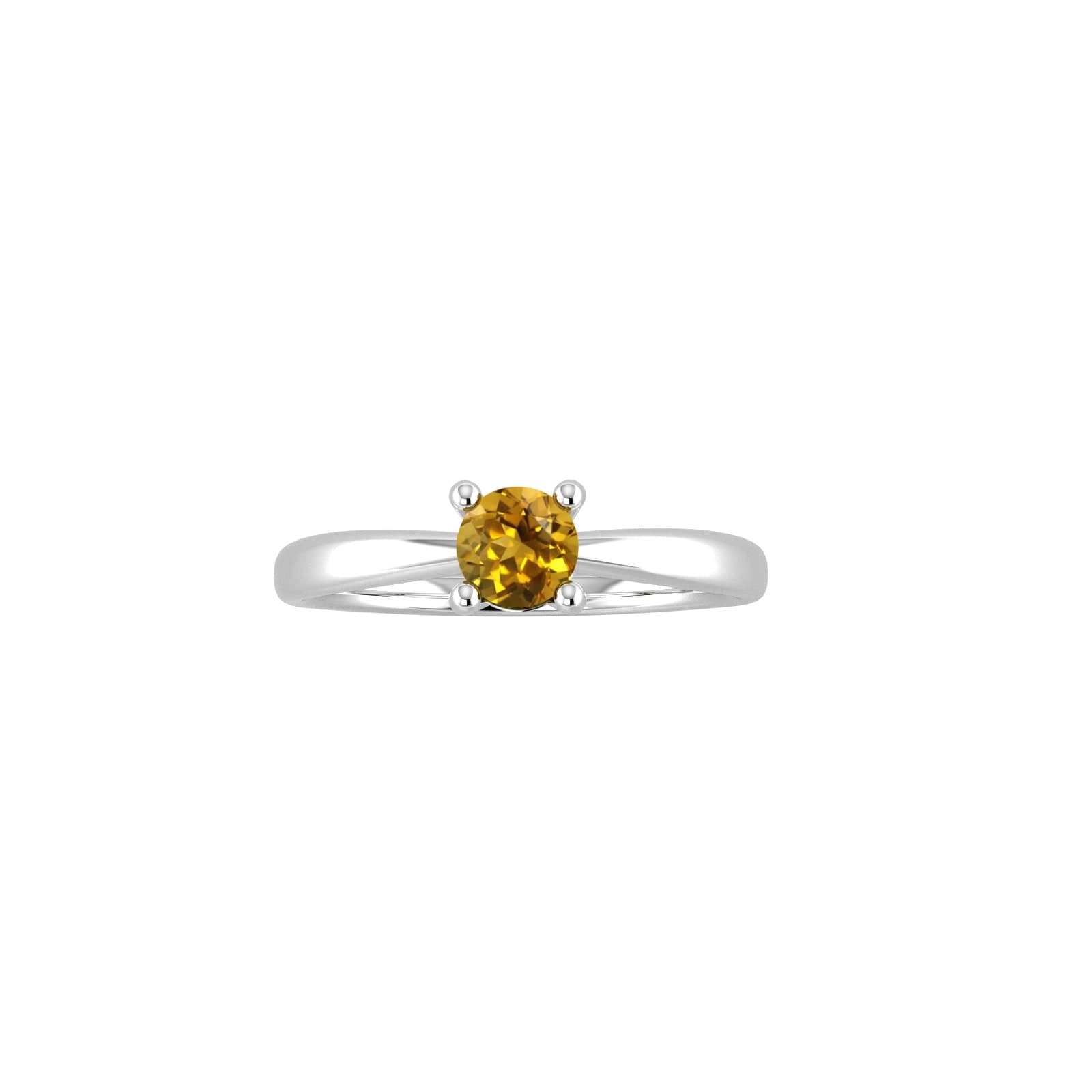 9ct White Gold 4 Claw Citrine Ring - Ring Size G