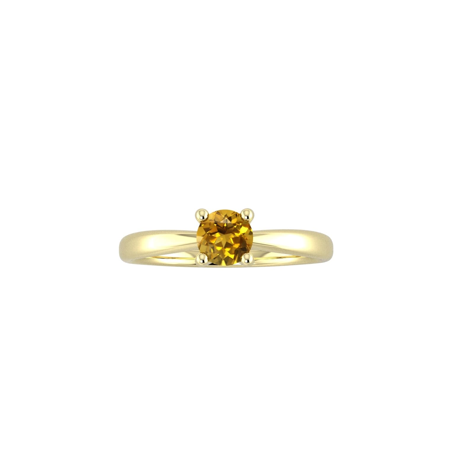 9ct Yellow Gold 4 Claw Citrine Ring - Ring Size U