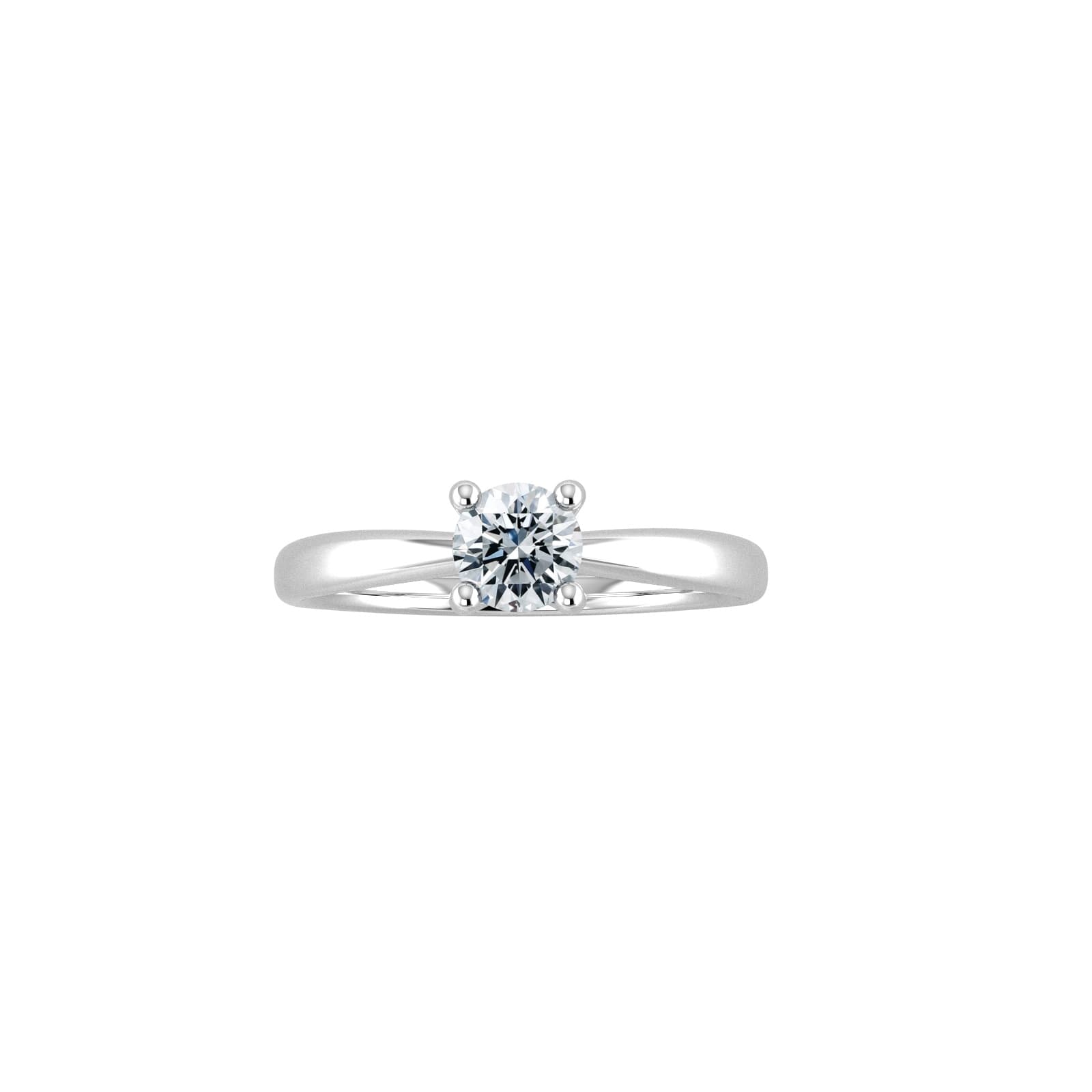 9ct White Gold 4 Claw Round Brilliant Cut Diamond Ring