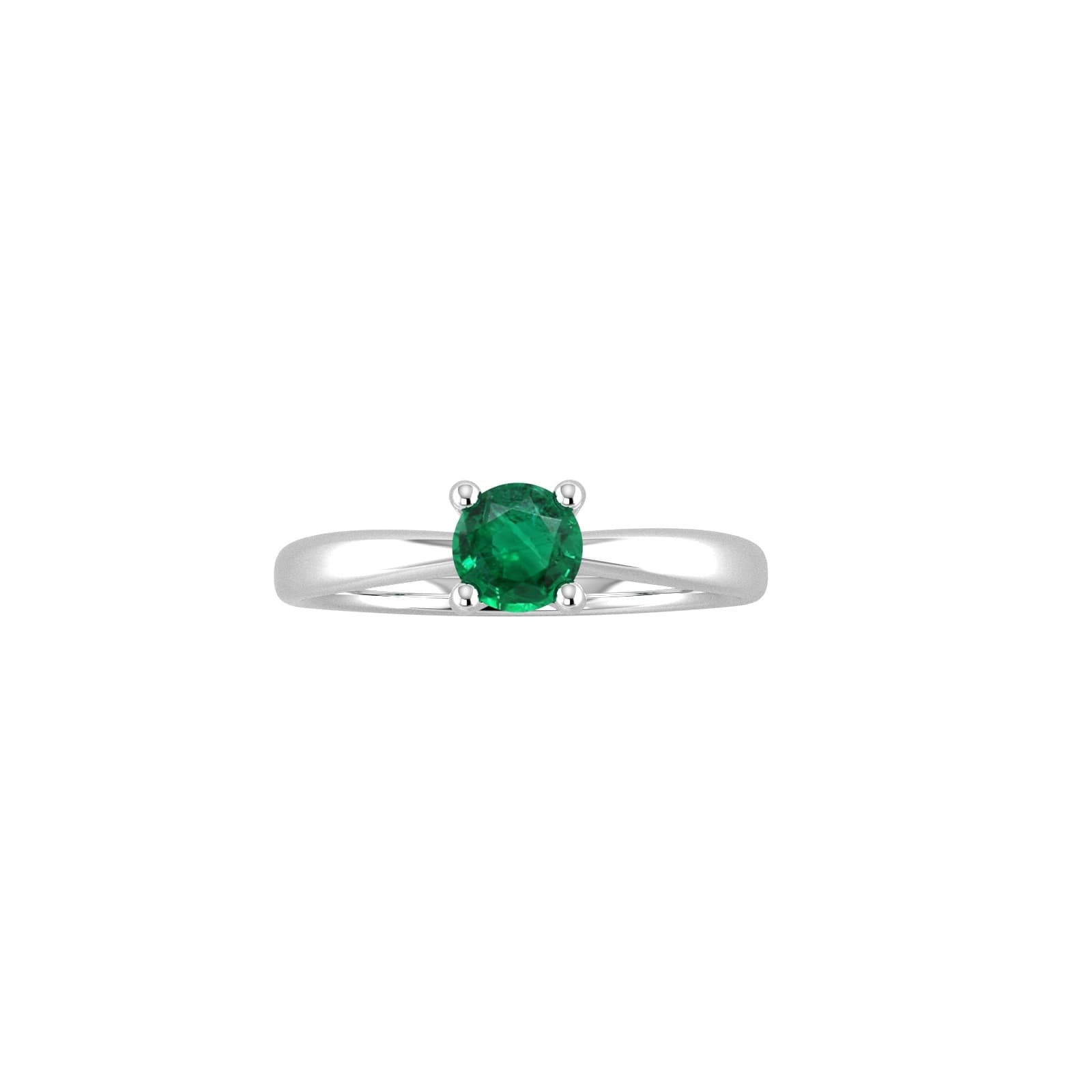 9ct White Gold 4 Claw Emerald Ring - Ring Size G