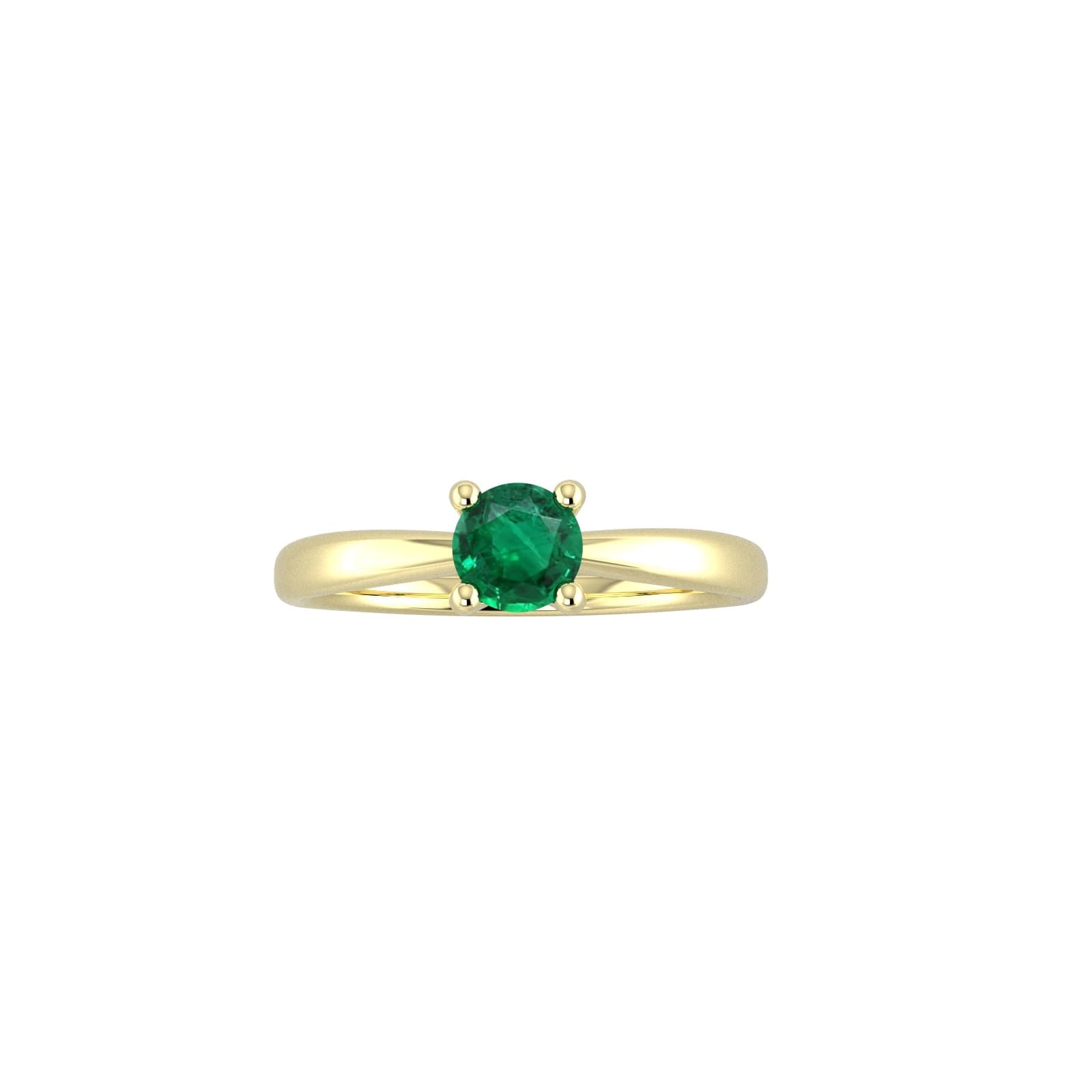 9ct Yellow Gold 4 Claw Emerald Ring - Ring Size C.5