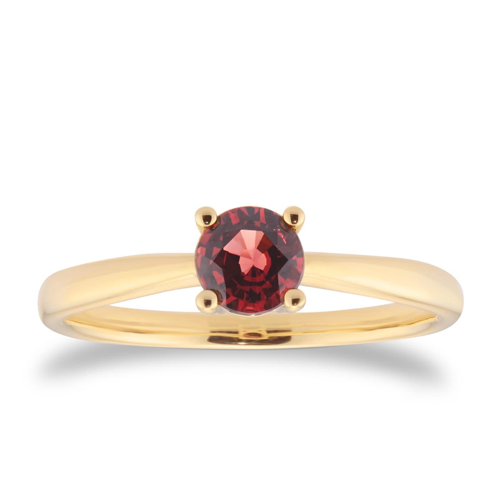 9ct Yellow Gold 4 Claw Garnet Ring - Ring Size G
