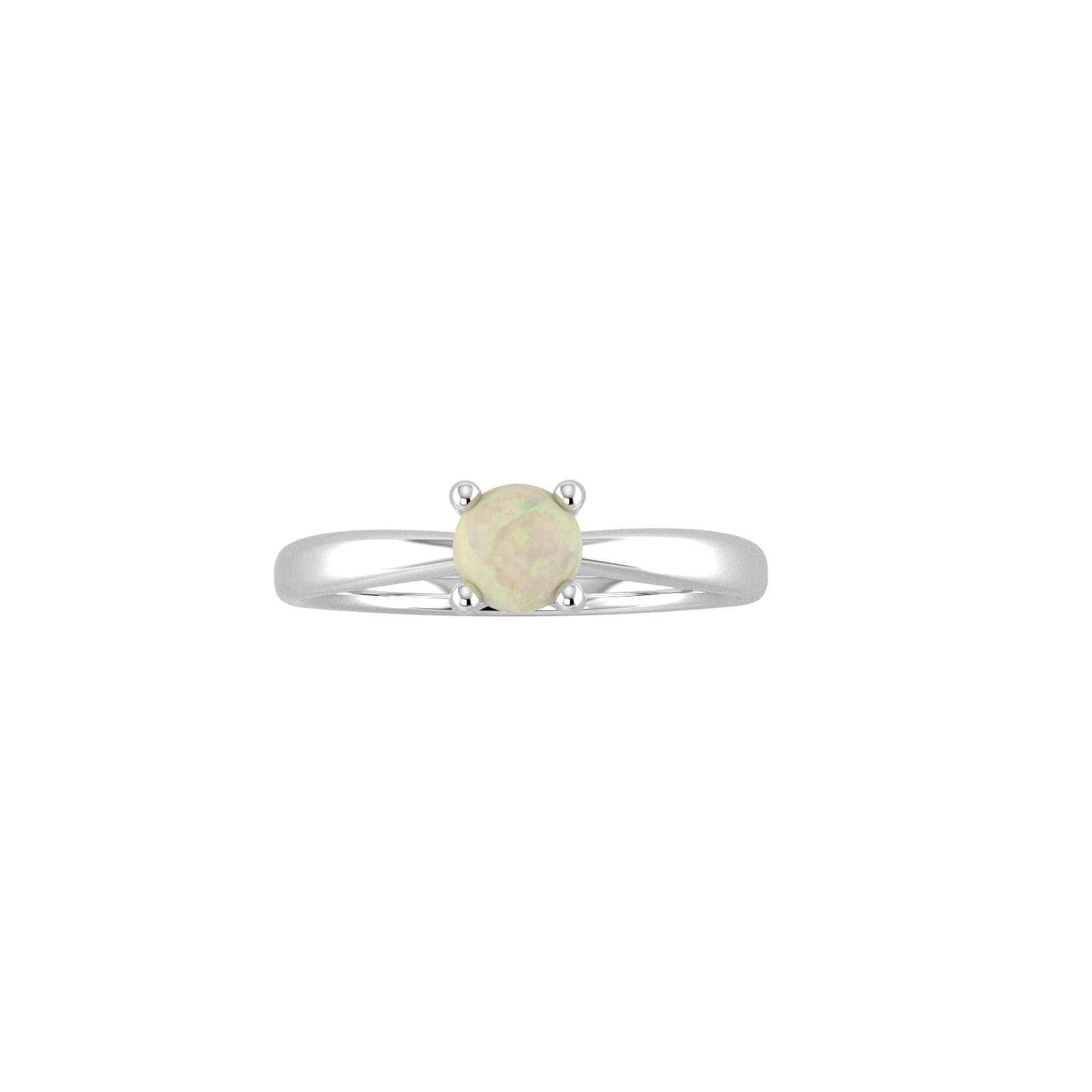 9ct White Gold 4 Claw Opal Ring - Ring Size B.5