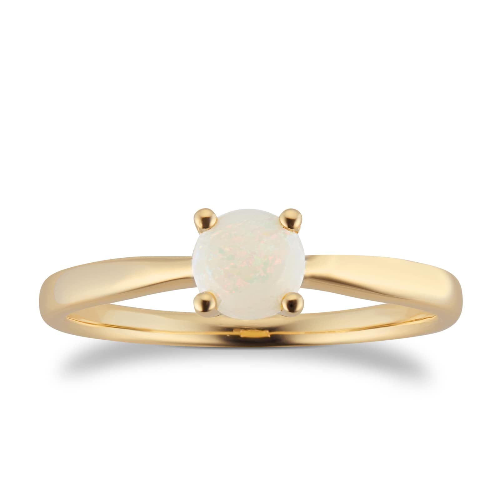 9ct Yellow Gold 4 Claw Opal Ring - Ring Size E.5