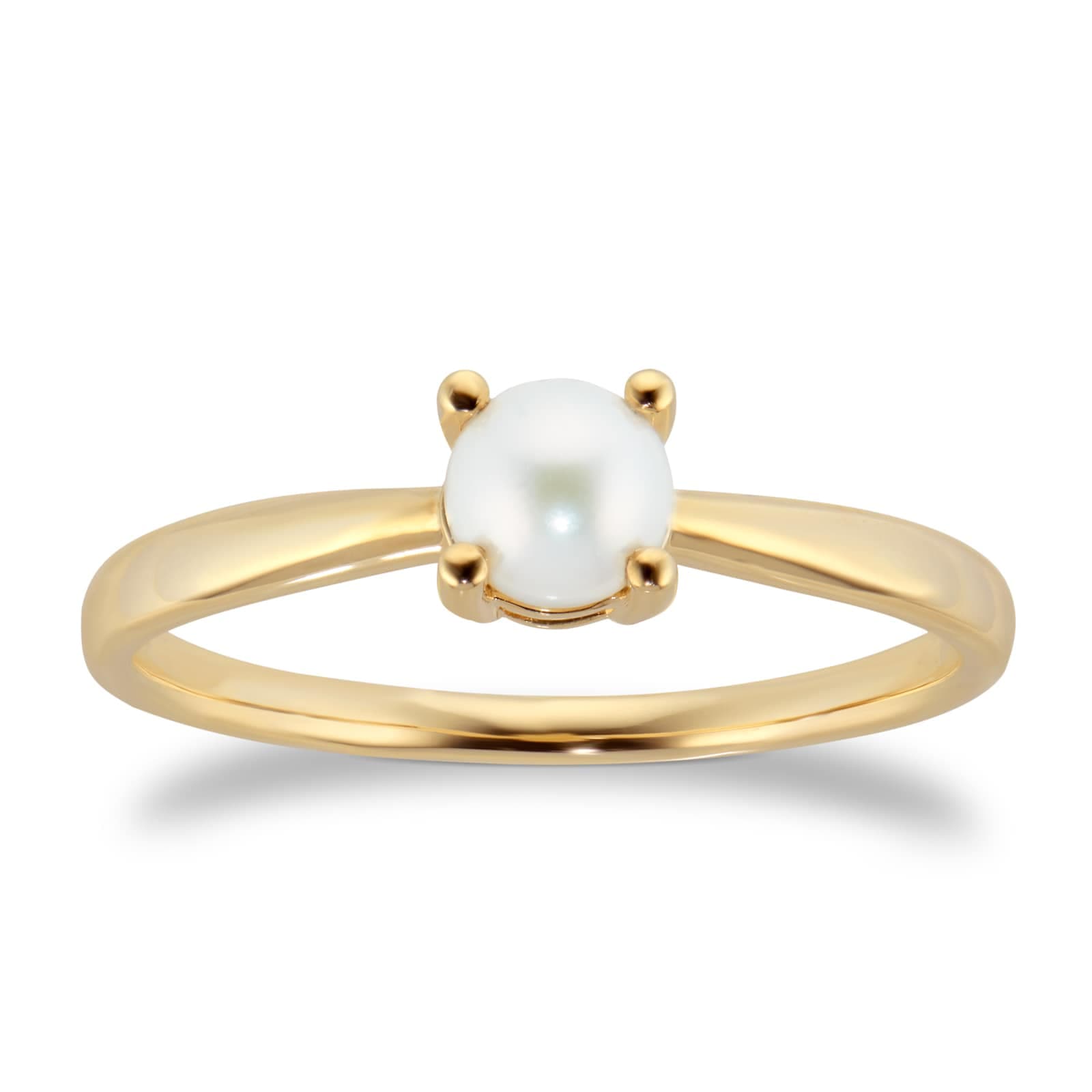 9ct Yellow Gold 4 Claw Fresh Water Pearl Ring