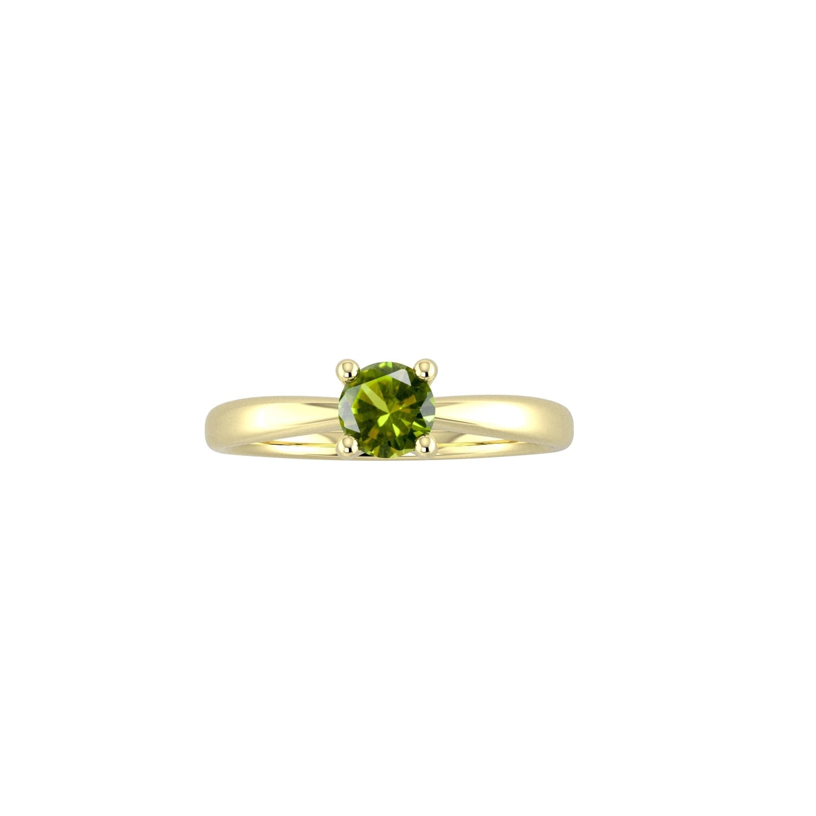 9ct Yellow Gold 4 Claw Peridot Ring - Ring Size C.5