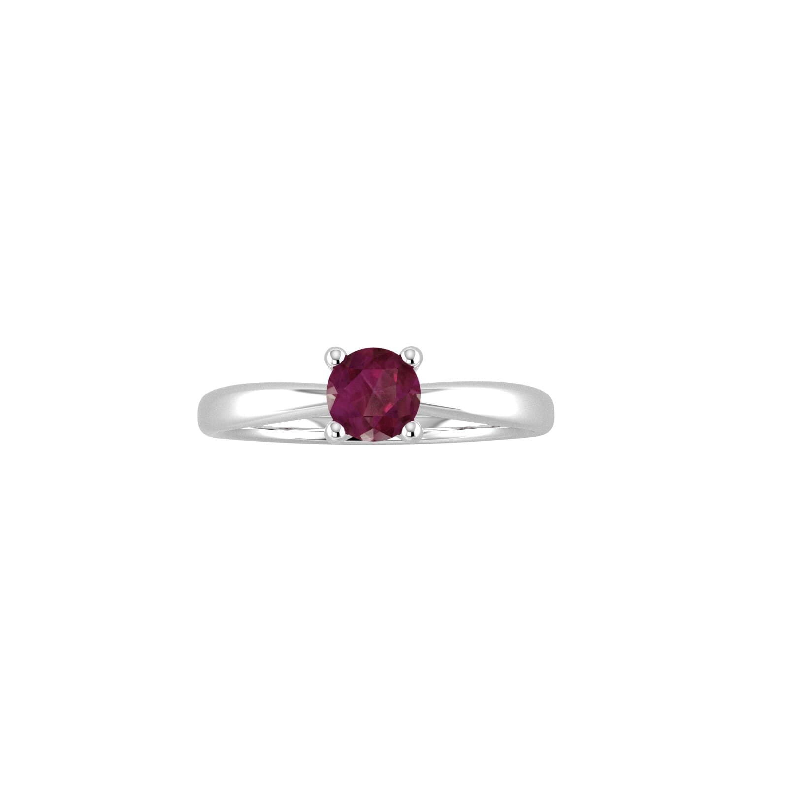 9ct White Gold 4 Claw Ruby Ring - Ring Size A.5