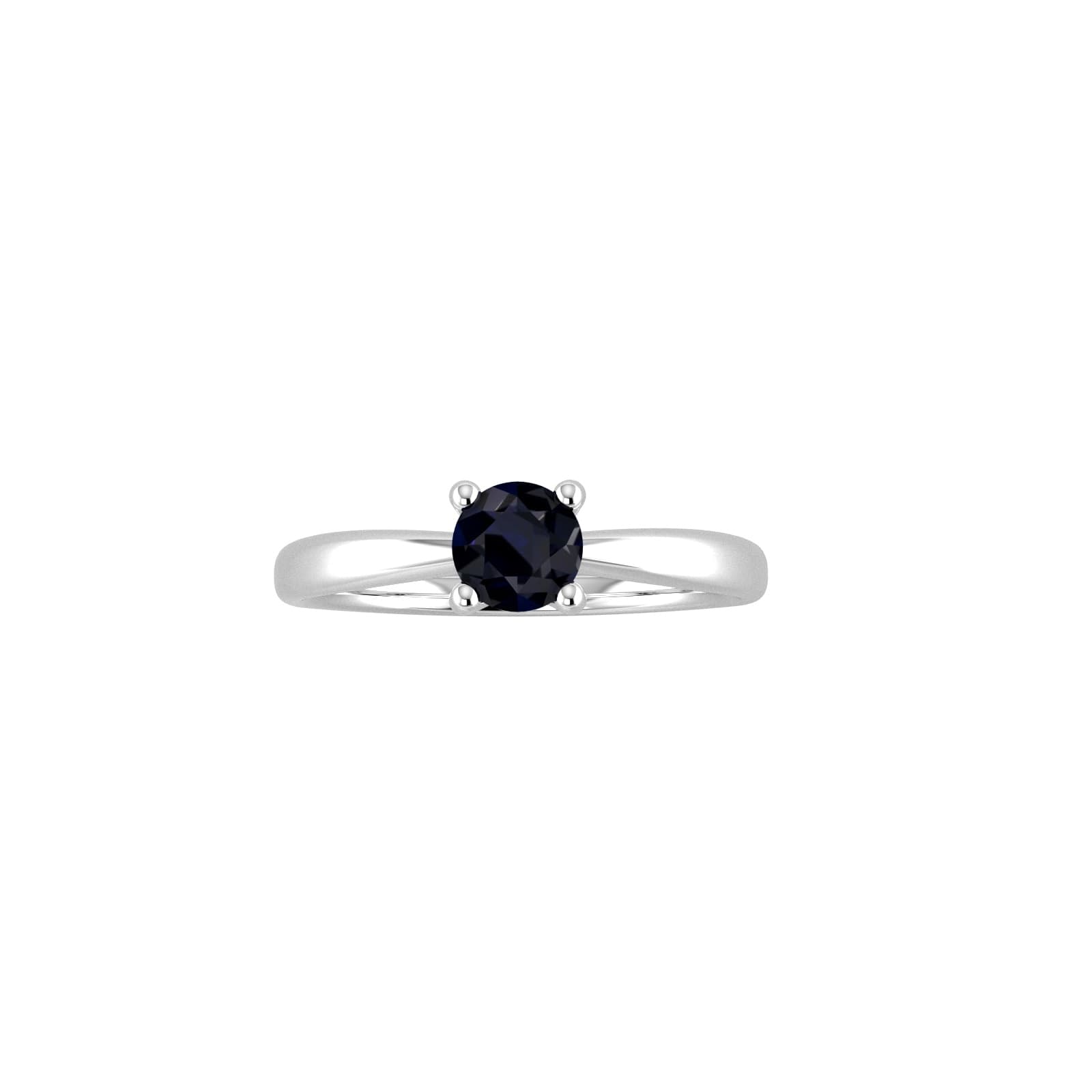 9ct White Gold 4 Claw Sapphire Ring - Ring Size K.5