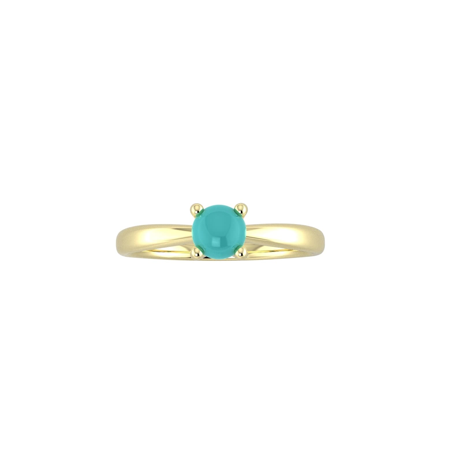 9ct Yellow Gold 4 Claw Turquoise Ring - Ring Size D.5