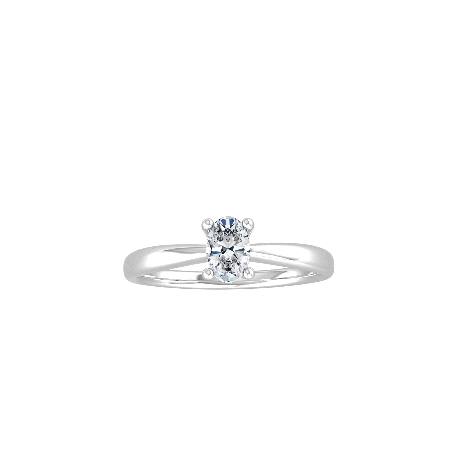 9ct White Gold 4 Claw Oval 0.40ct Diamond Ring - Ring Size G.5