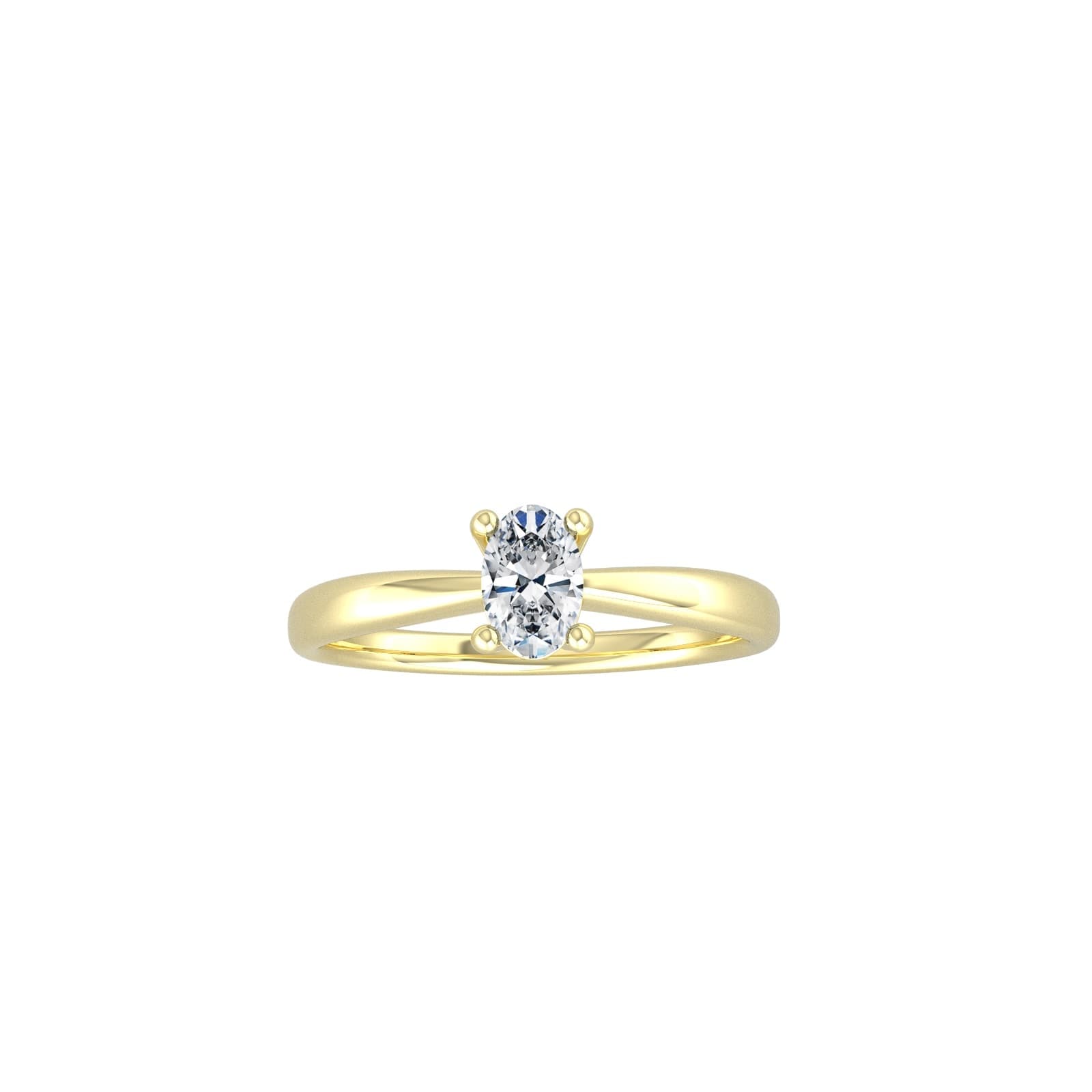 9ct Yellow Gold 4 Claw Oval 0.40ct Diamond Ring