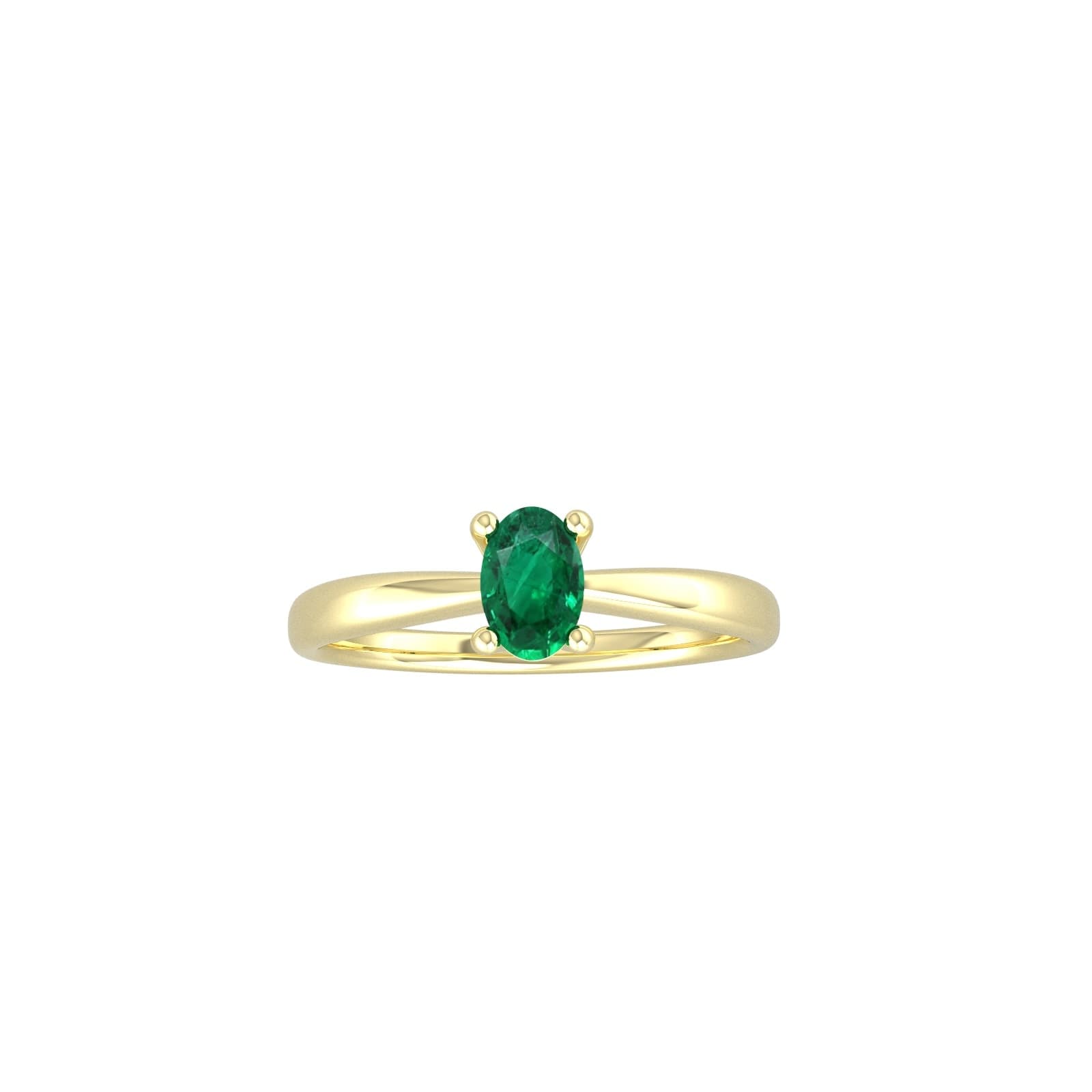 9ct Yellow Gold 4 Claw Oval Emerald Ring - Ring Size H