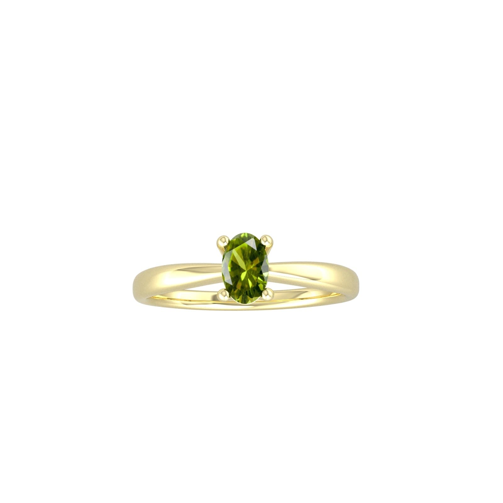 9ct Yellow Gold 4 Claw Oval Peridot Ring - Ring Size H.5