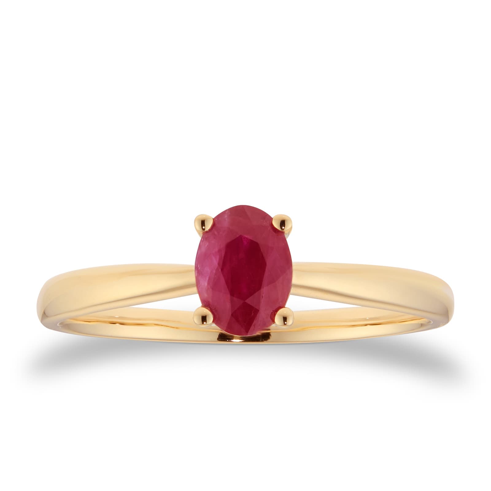 9ct Yellow Gold 4 Claw Oval Ruby Ring