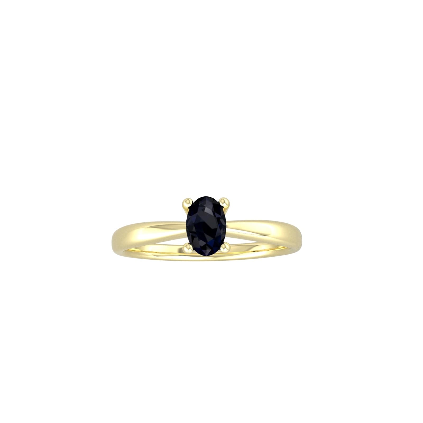 9ct Yellow Gold 4 Claw Oval Sapphire Ring - Ring Size D
