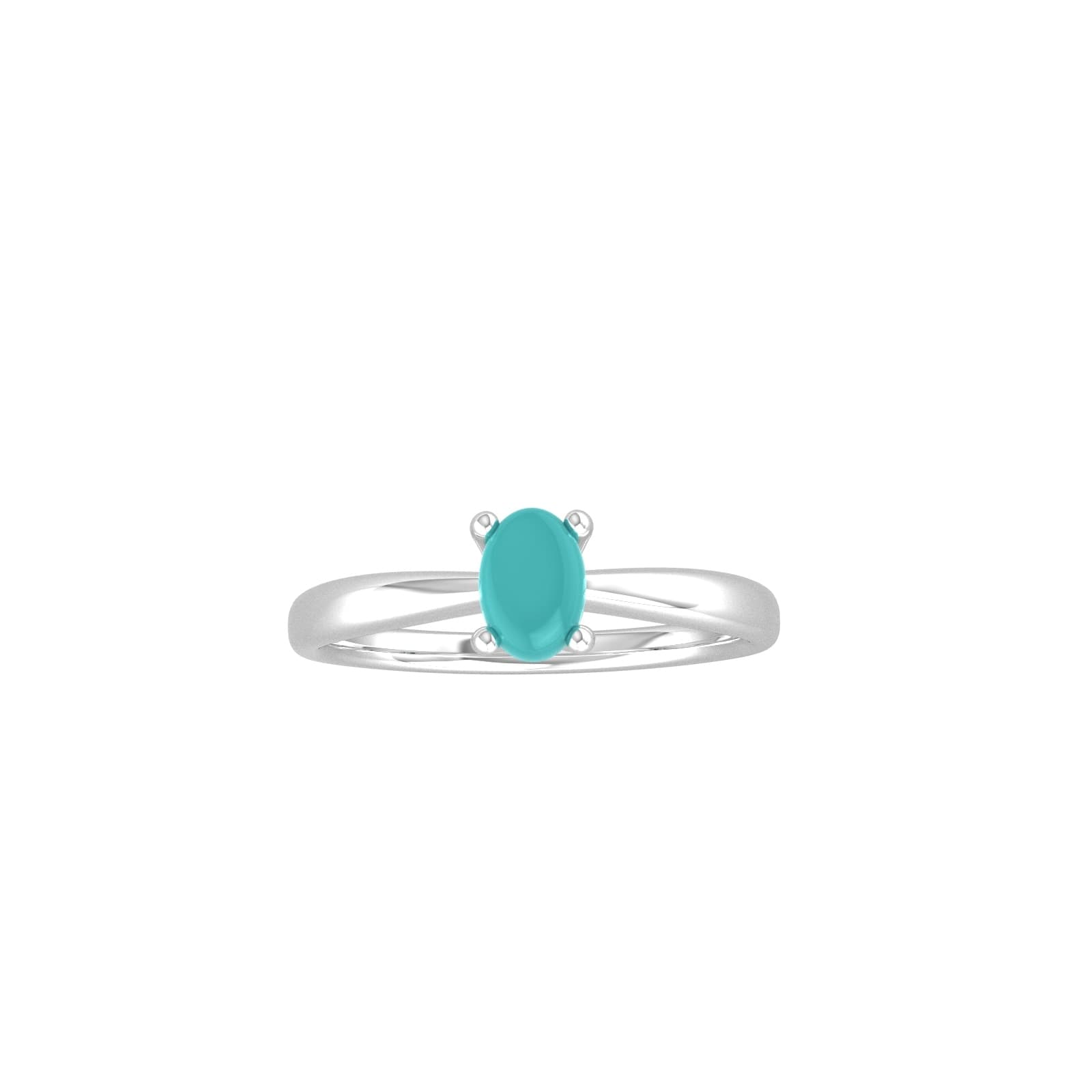 9ct White Gold 4 Claw Oval Turquoise Ring