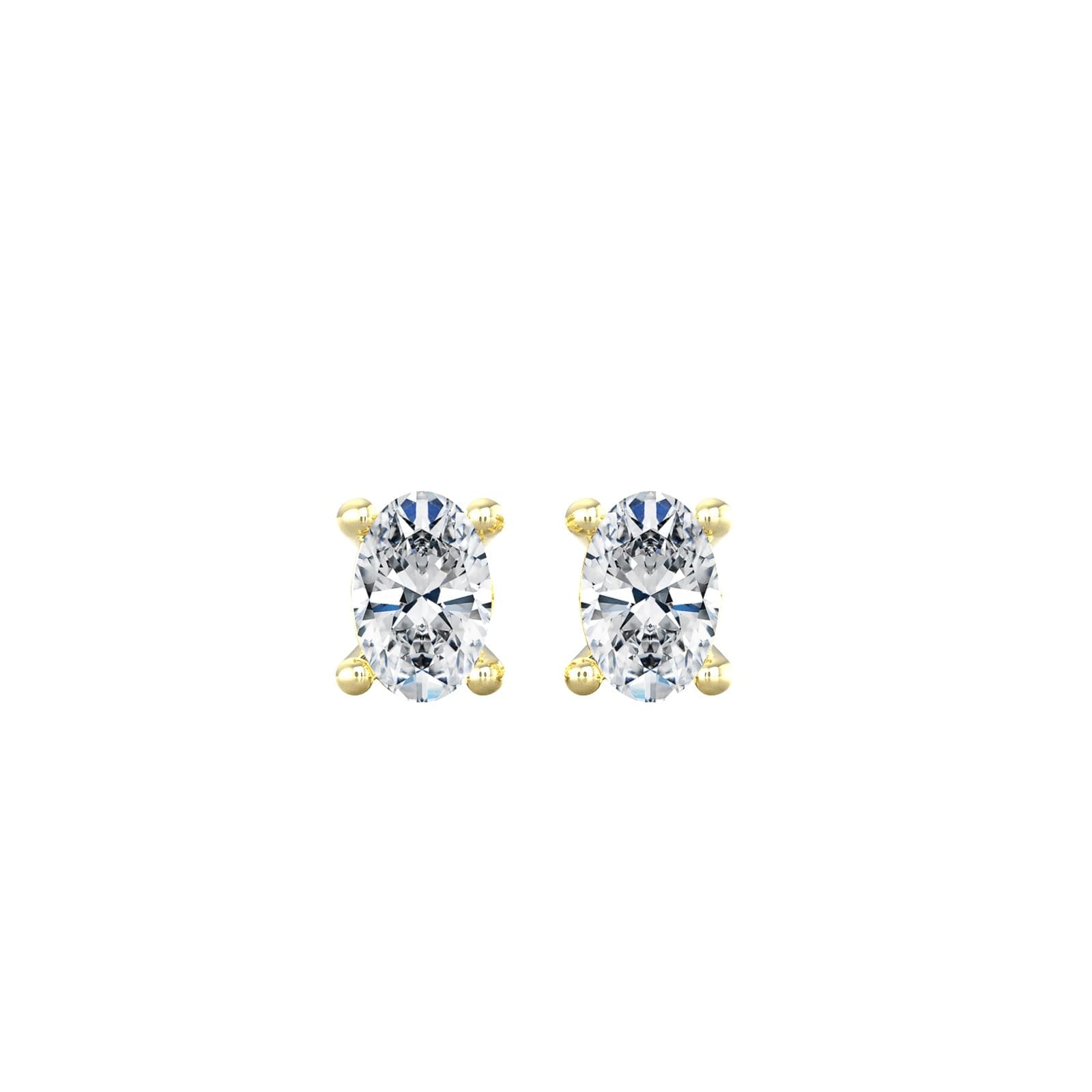 9ct Yellow Gold 4 Claw Oval Cut 0.80ct Diamond Stud Earrings