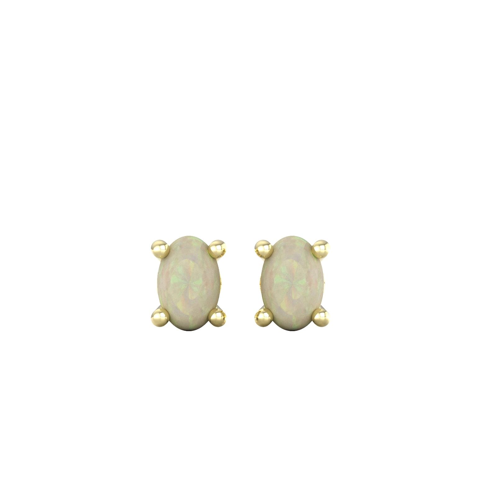 9ct Yellow Gold 4 Claw Oval Cut Opal Stud Earrings
