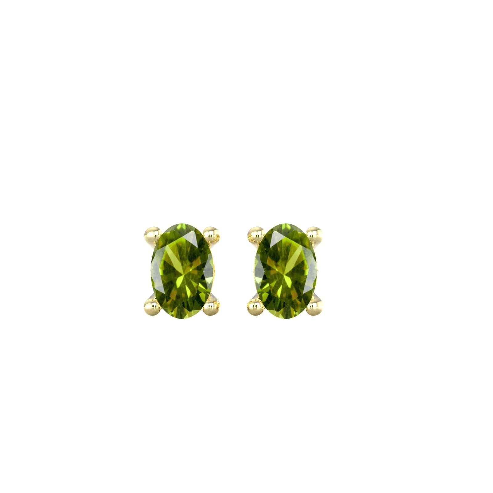 9ct Yellow Gold 4 Claw Oval Cut Peridot Stud Earrings