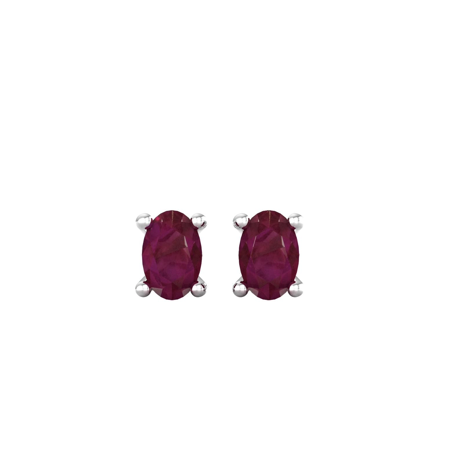 9ct White Gold 4 Claw Oval Cut Ruby Stud Earrings