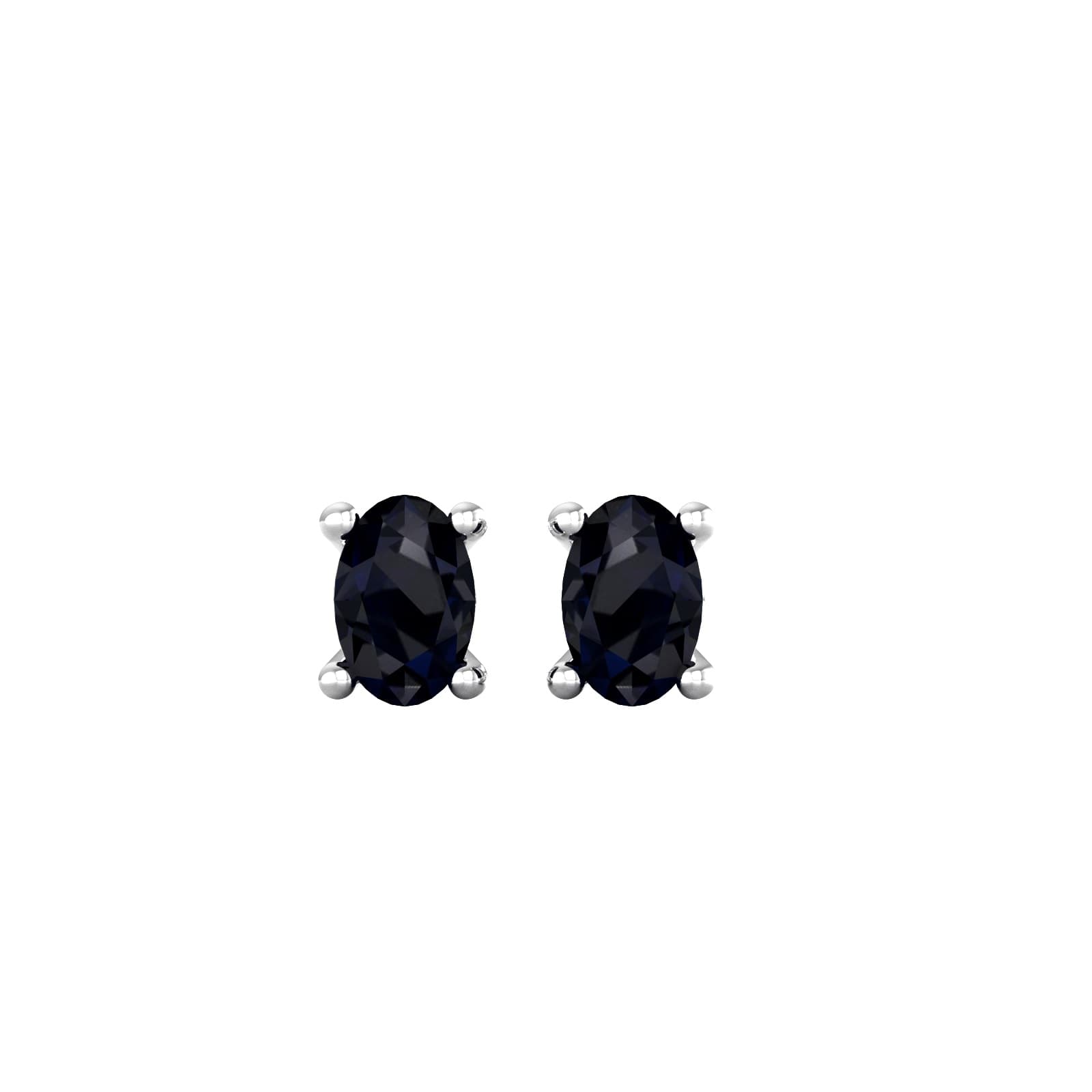 9ct White Gold 4 Claw Oval Cut Sapphire Stud Earrings