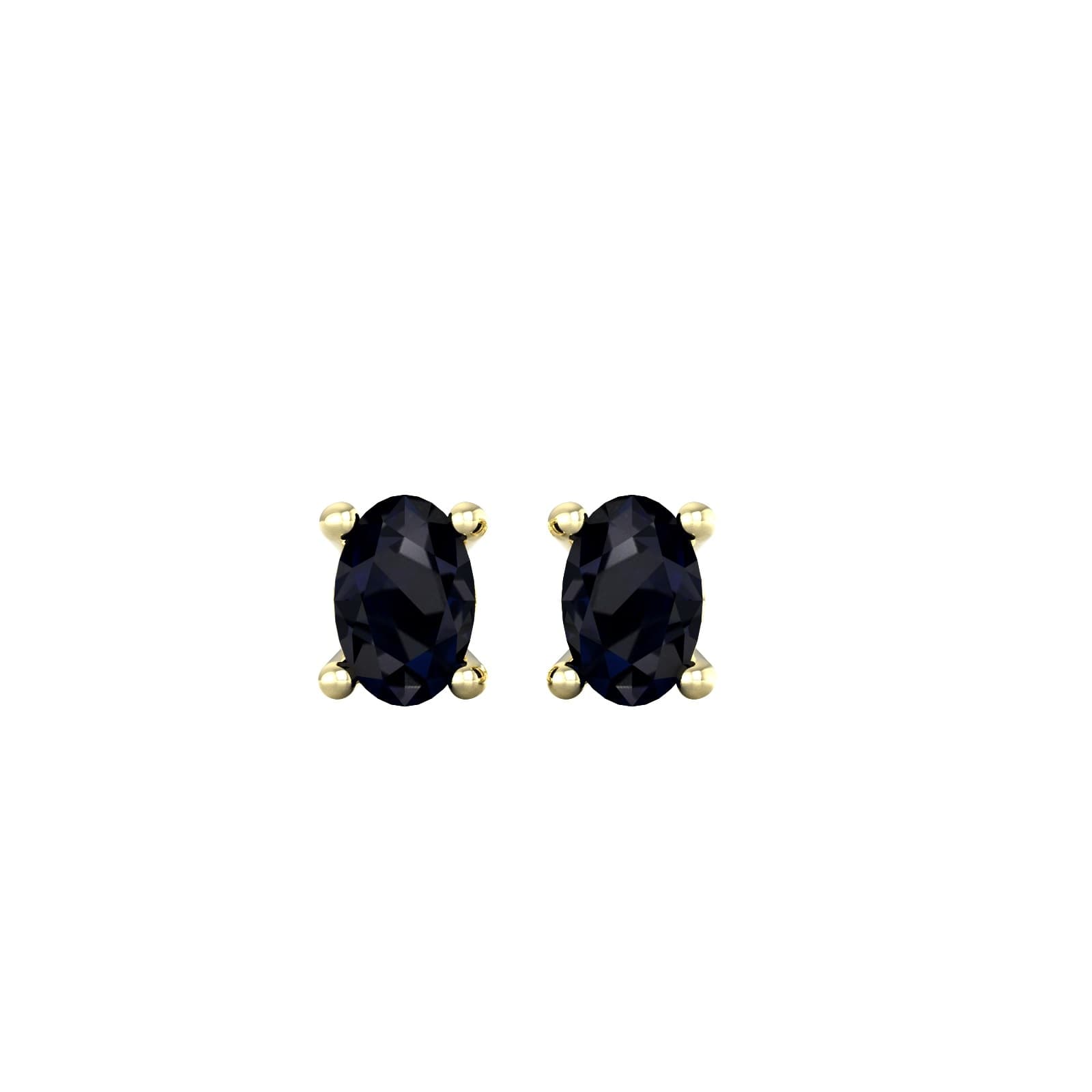 9ct Yellow Gold 4 Claw Oval Cut Sapphire Stud Earrings