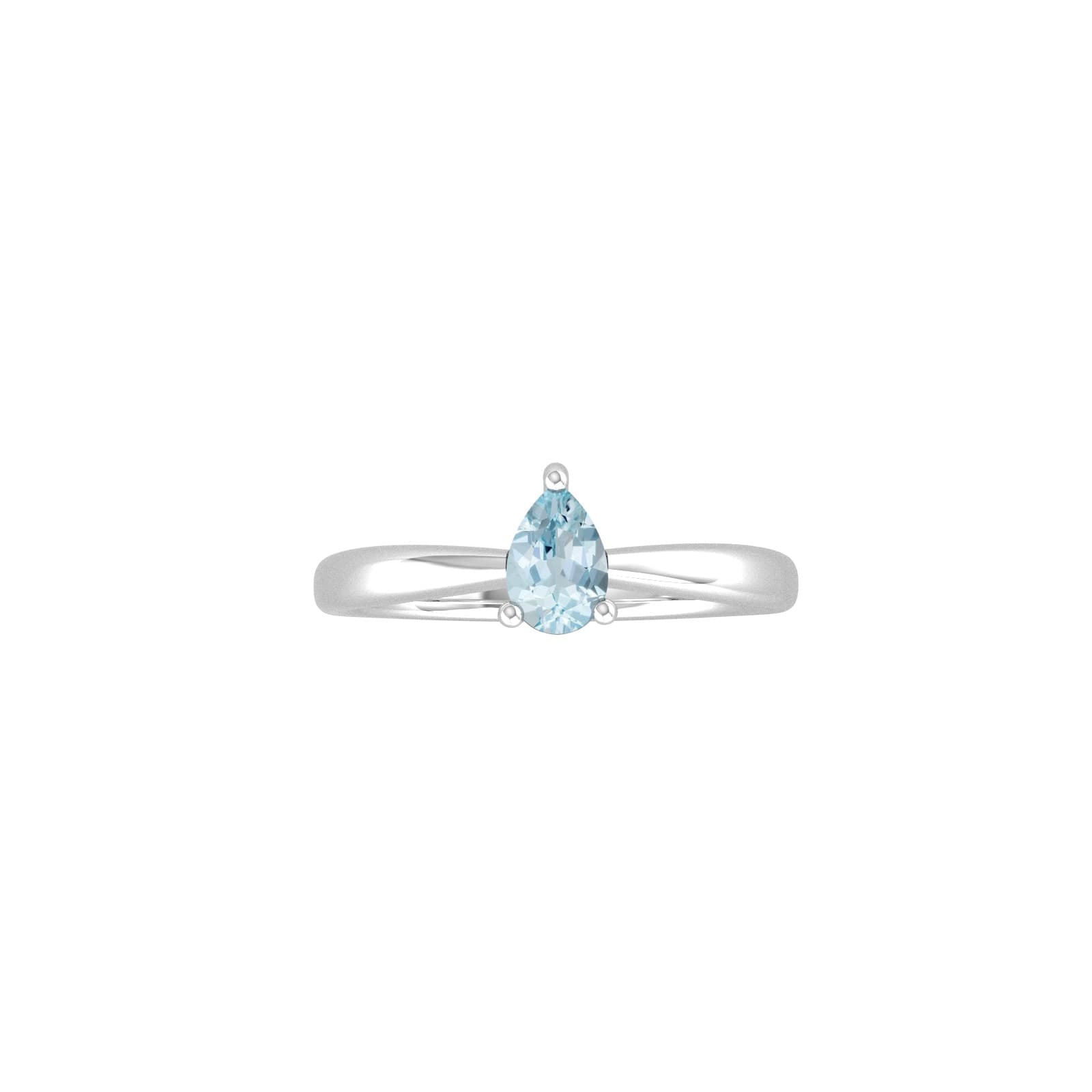 9ct White Gold 4 Claw Pear Cut Aquamarine Ring - Ring Size D.5
