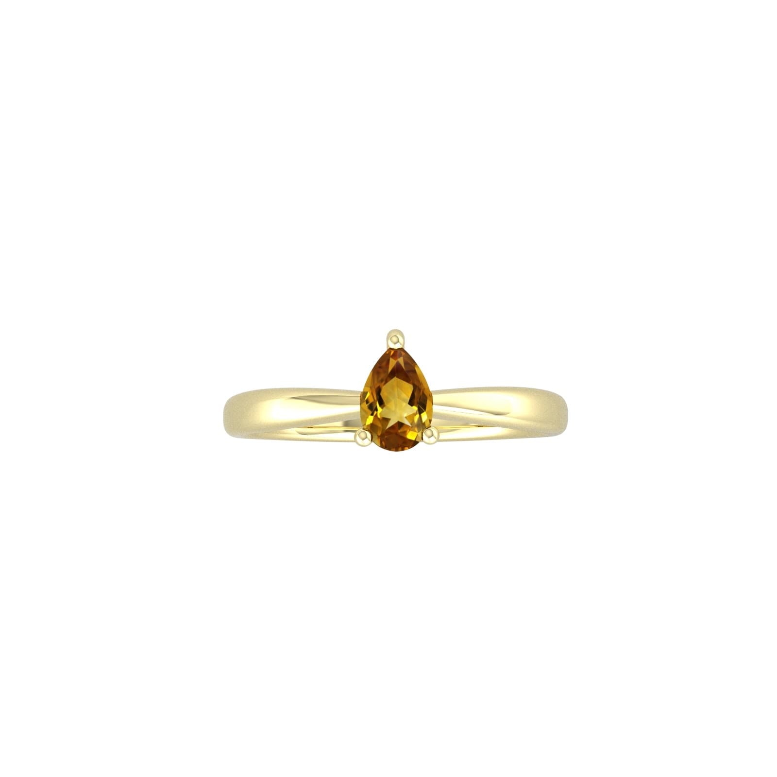 9ct Yellow Gold 4 Claw Pear Cut Citrine Ring - Ring Size C