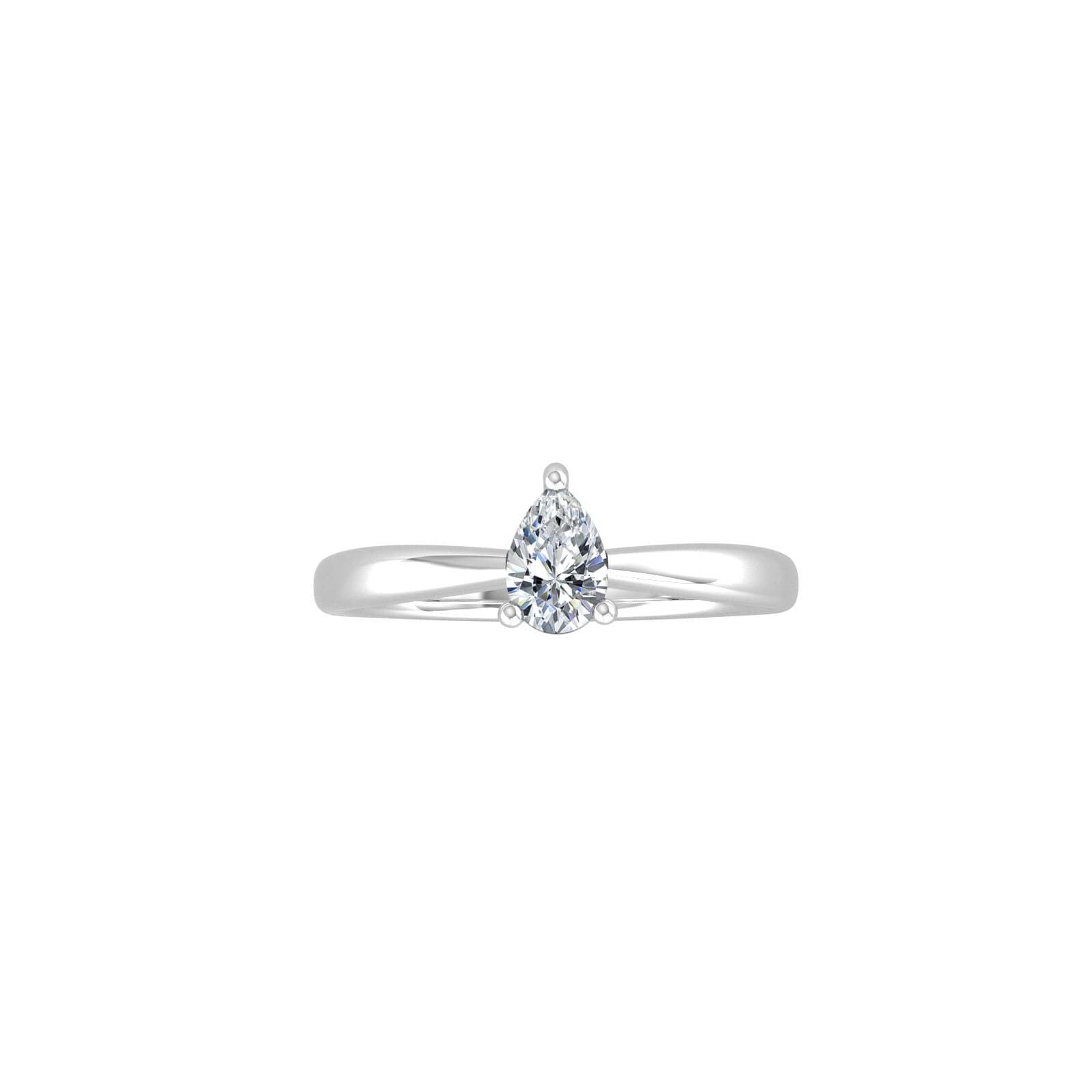 9ct White Gold 4 Claw Pear Cut 0.40ct Diamond Ring