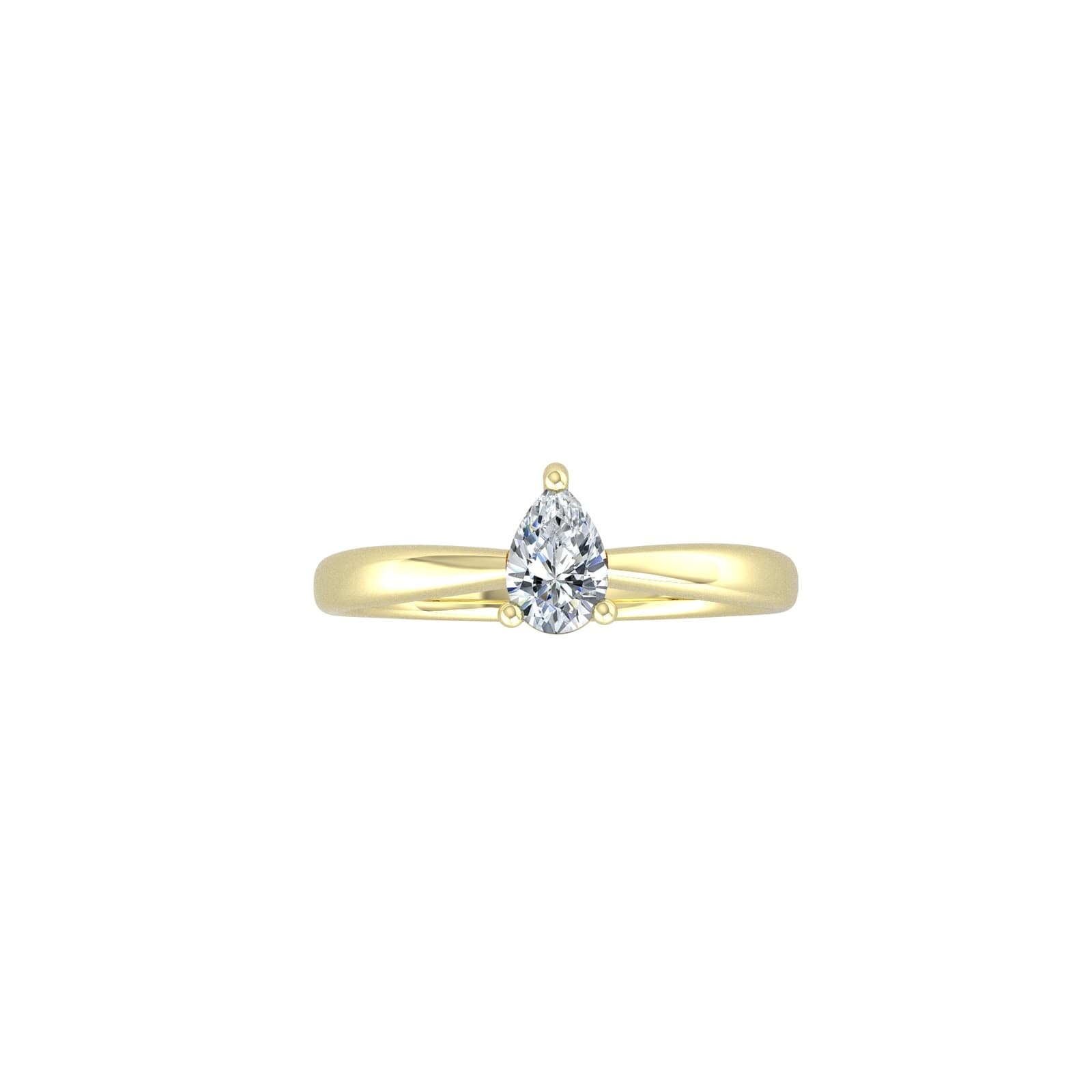 9ct Yellow Gold 4 Claw Pear Cut 0.40ct Diamond Ring - Ring Size L.5