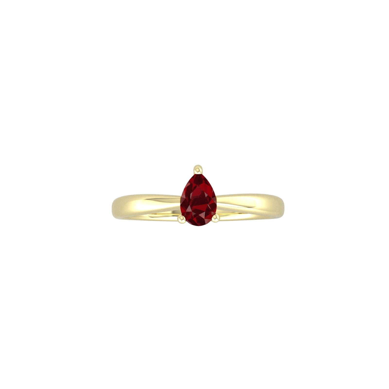9ct Yellow Gold 4 Claw Pear Cut Garnet Ring - Ring Size X.5