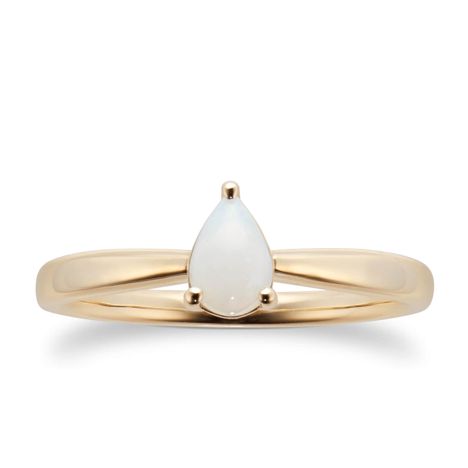 9ct Yellow Gold 4 Claw Pear Cut Opal Ring - Ring Size M