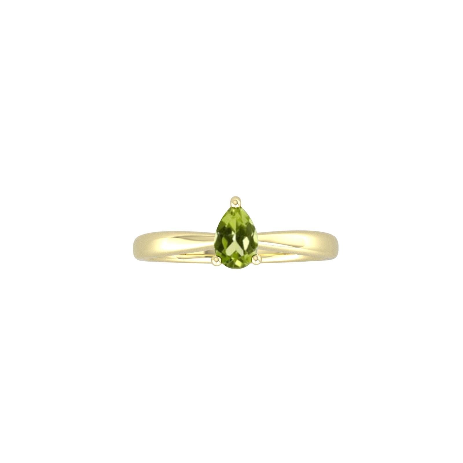 9ct Yellow Gold 4 Claw Pear Cut Peridot Ring - Ring Size R.5