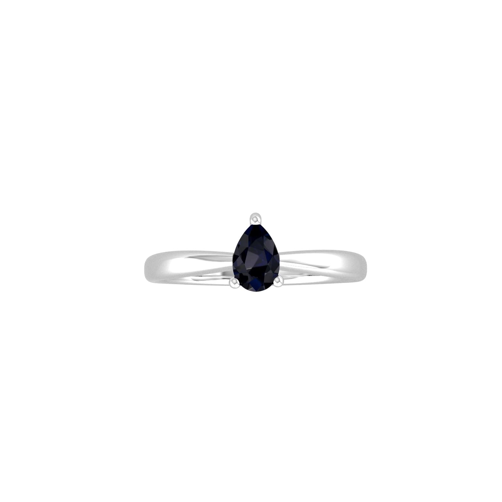 9ct White Gold 4 Claw Pear Cut Sapphire Ring - Ring Size M