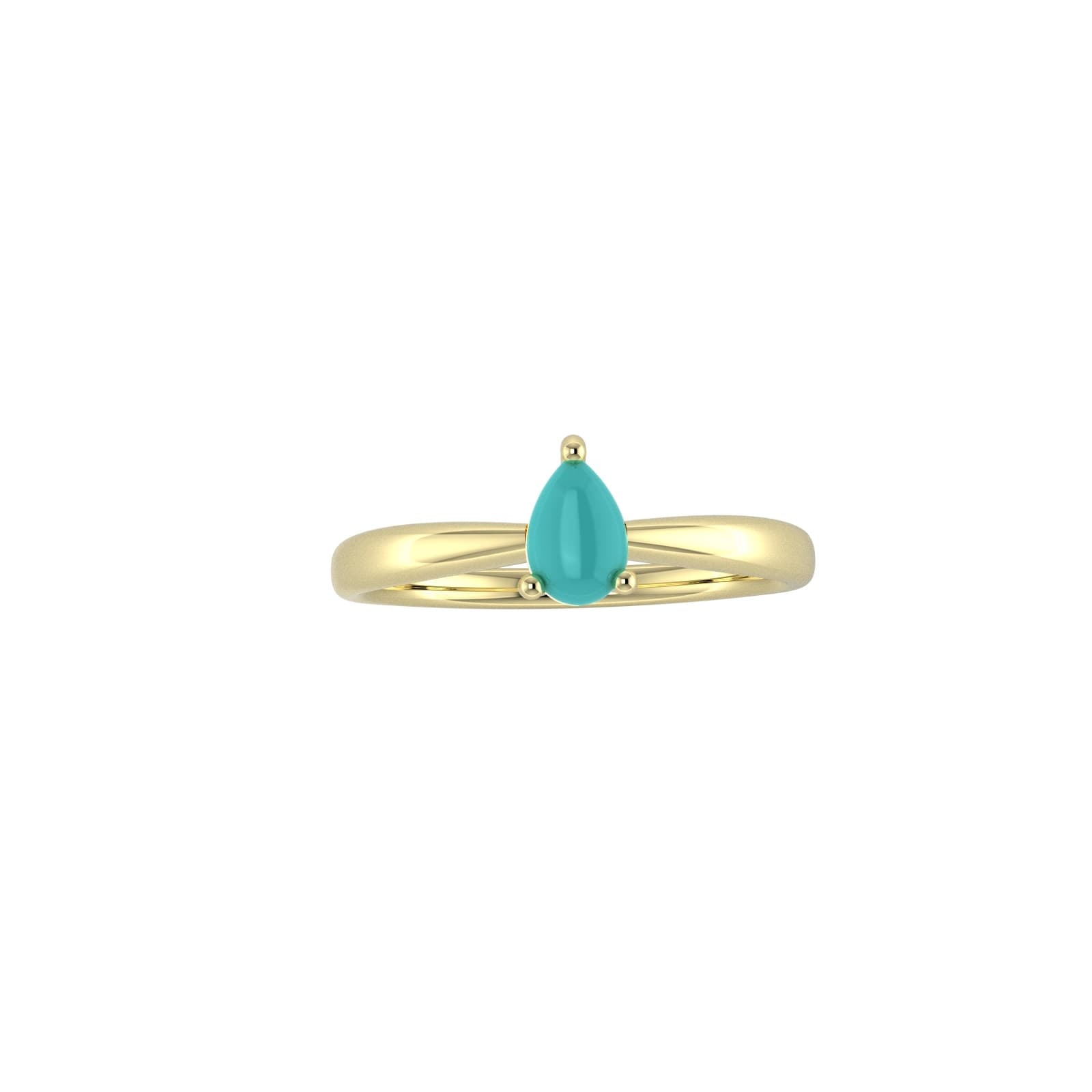 9ct Yellow Gold 4 Claw Pear Cut Turquoise Ring - Ring Size Q