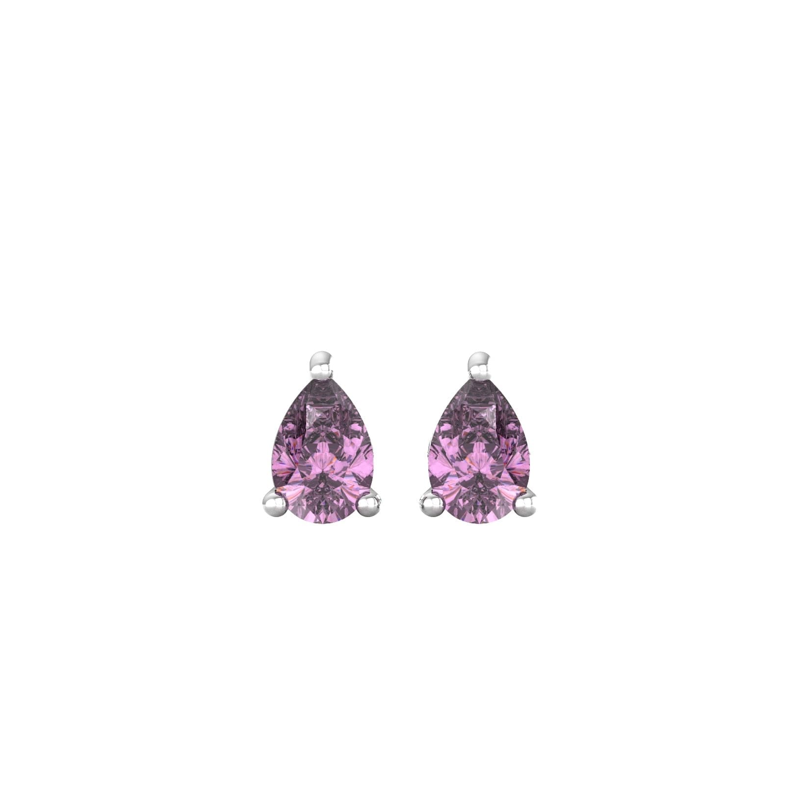 9ct White Gold 4 Claw Pear Cut Amethyst Stud Earrings