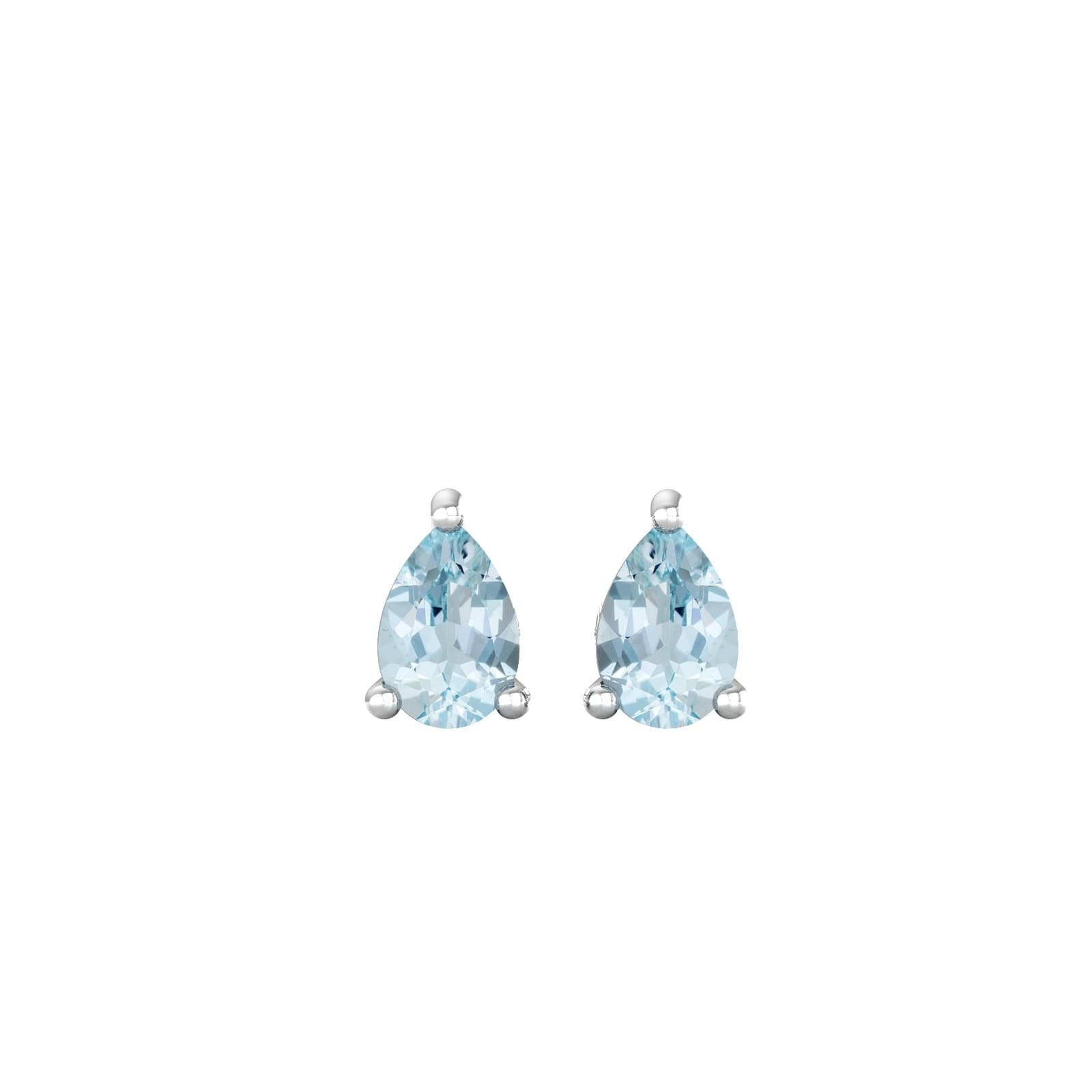 9ct White Gold 4 Claw Pear Cut Aquamarine Stud Earrings