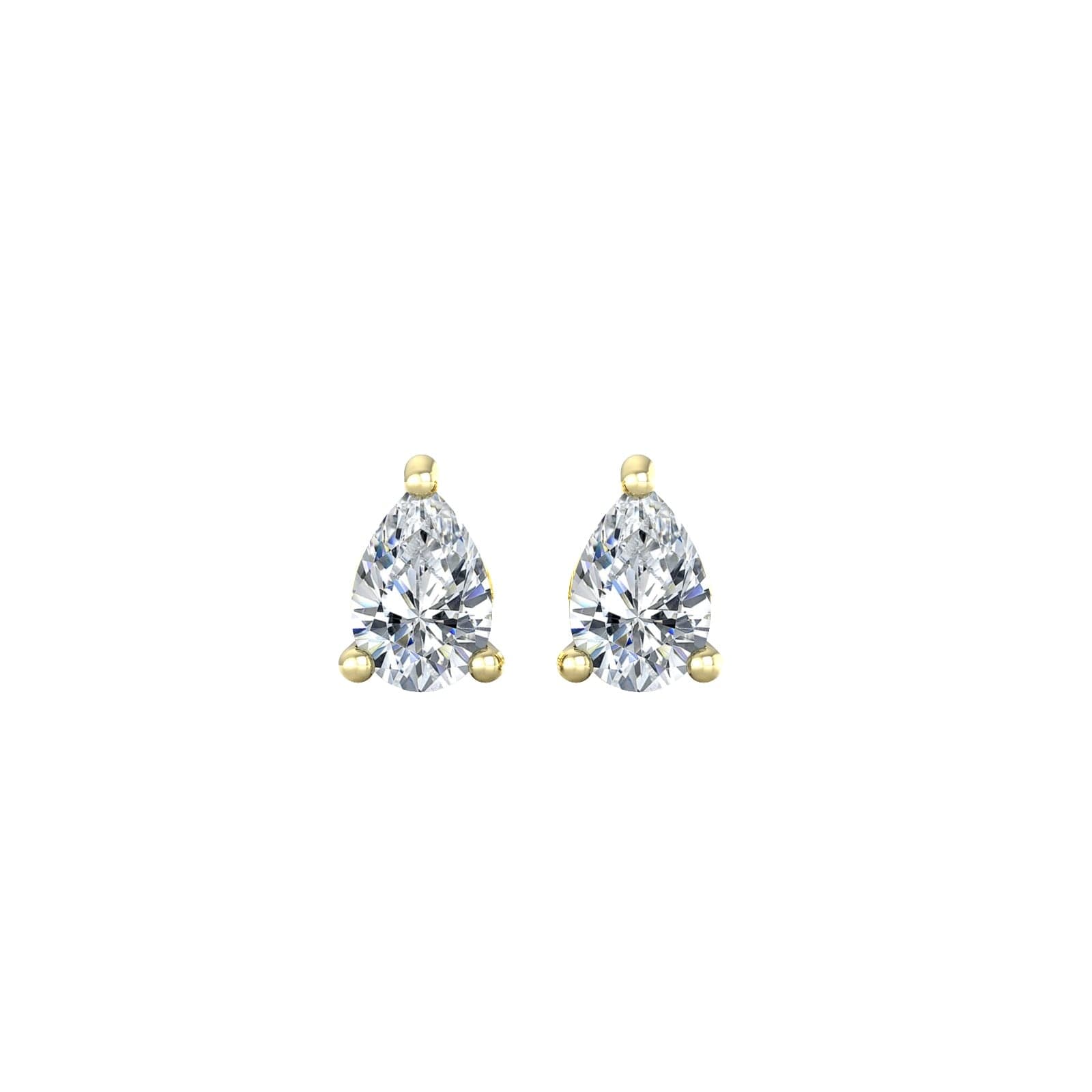 9ct Yellow Gold 4 Claw Pear Cut 0.80ct Diamond Stud Earrings