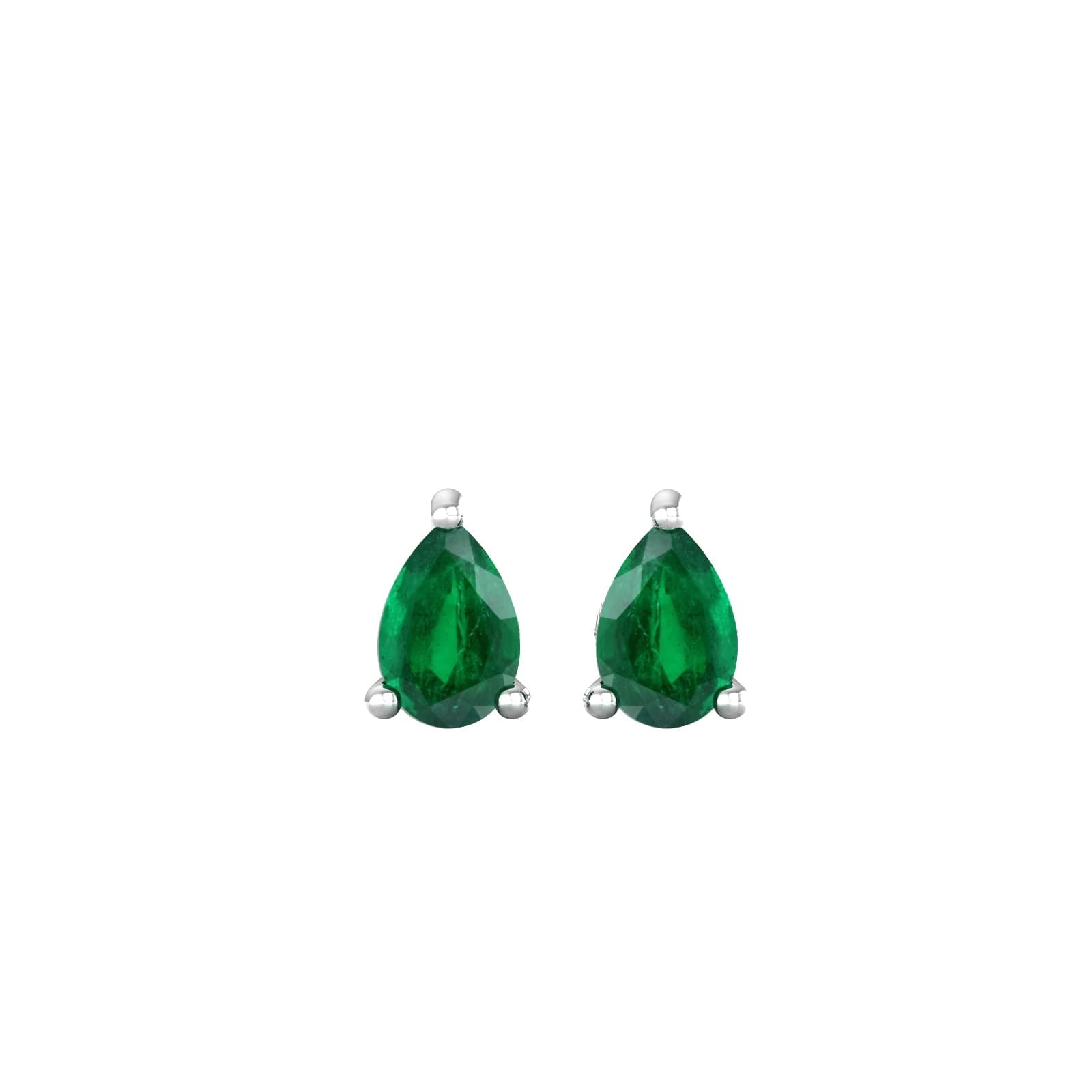 9ct White Gold 4 Claw Pear Cut Emerald Stud Earrings