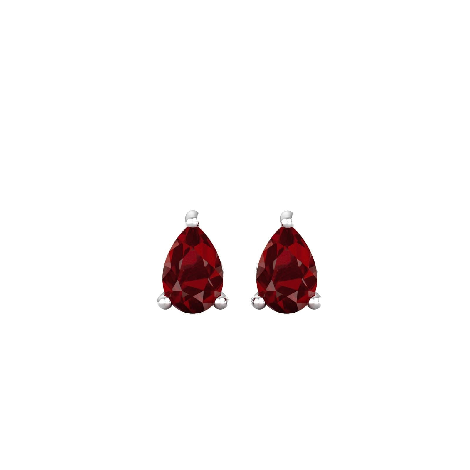 9ct White Gold 4 Claw Pear Cut Garnet Stud Earrings