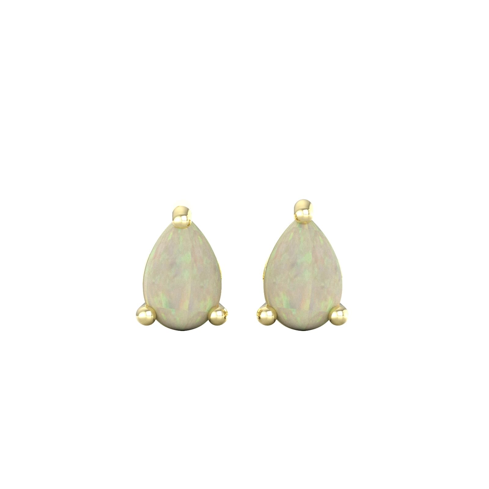 9ct Yellow Gold 4 Claw Pear Cut Opal Stud Earrings