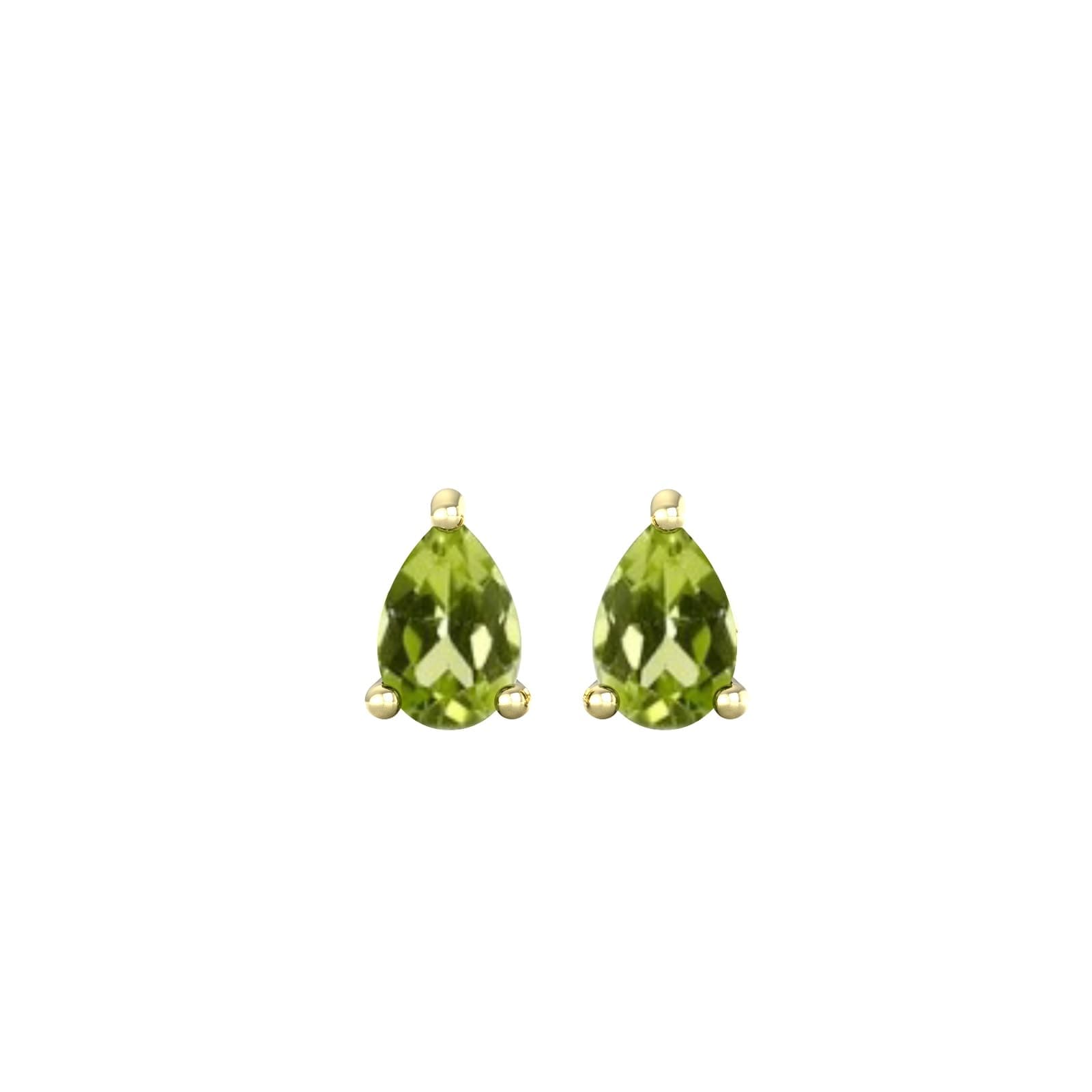 9ct Yellow Gold 4 Claw Pear Cut Peridot Stud Earrings