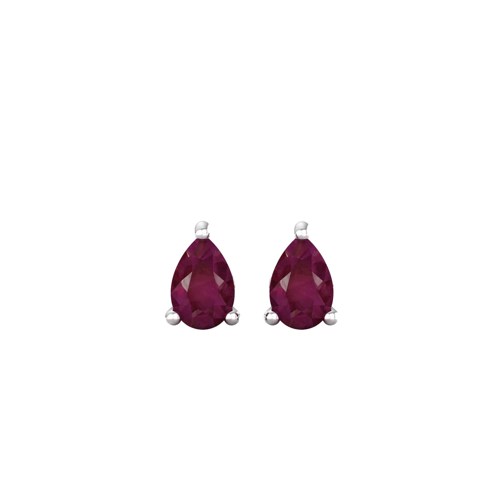 9ct White Gold 4 Claw Pear Cut Ruby Stud Earrings