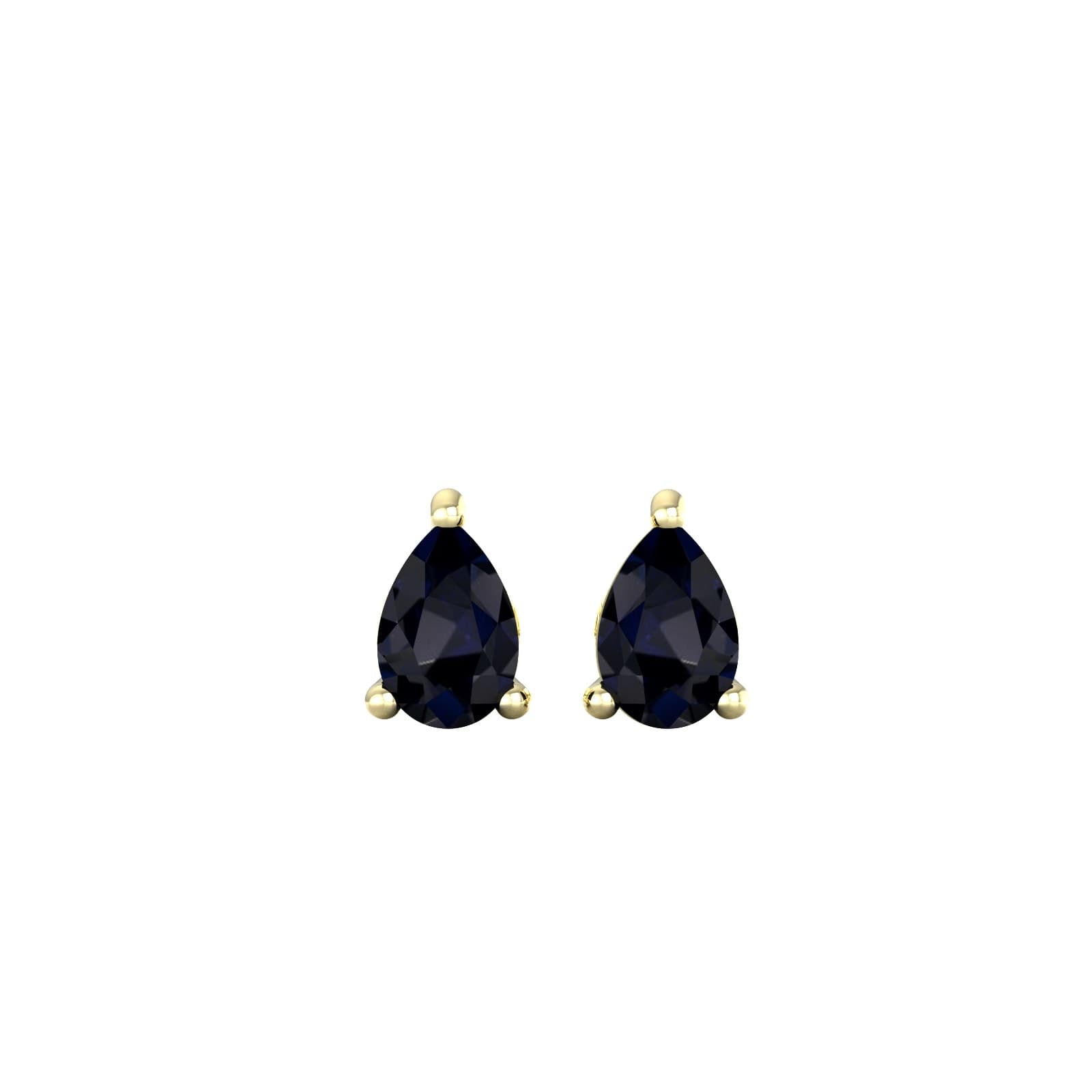 9ct Yellow Gold 4 Claw Pear Cut Sapphire Stud Earrings