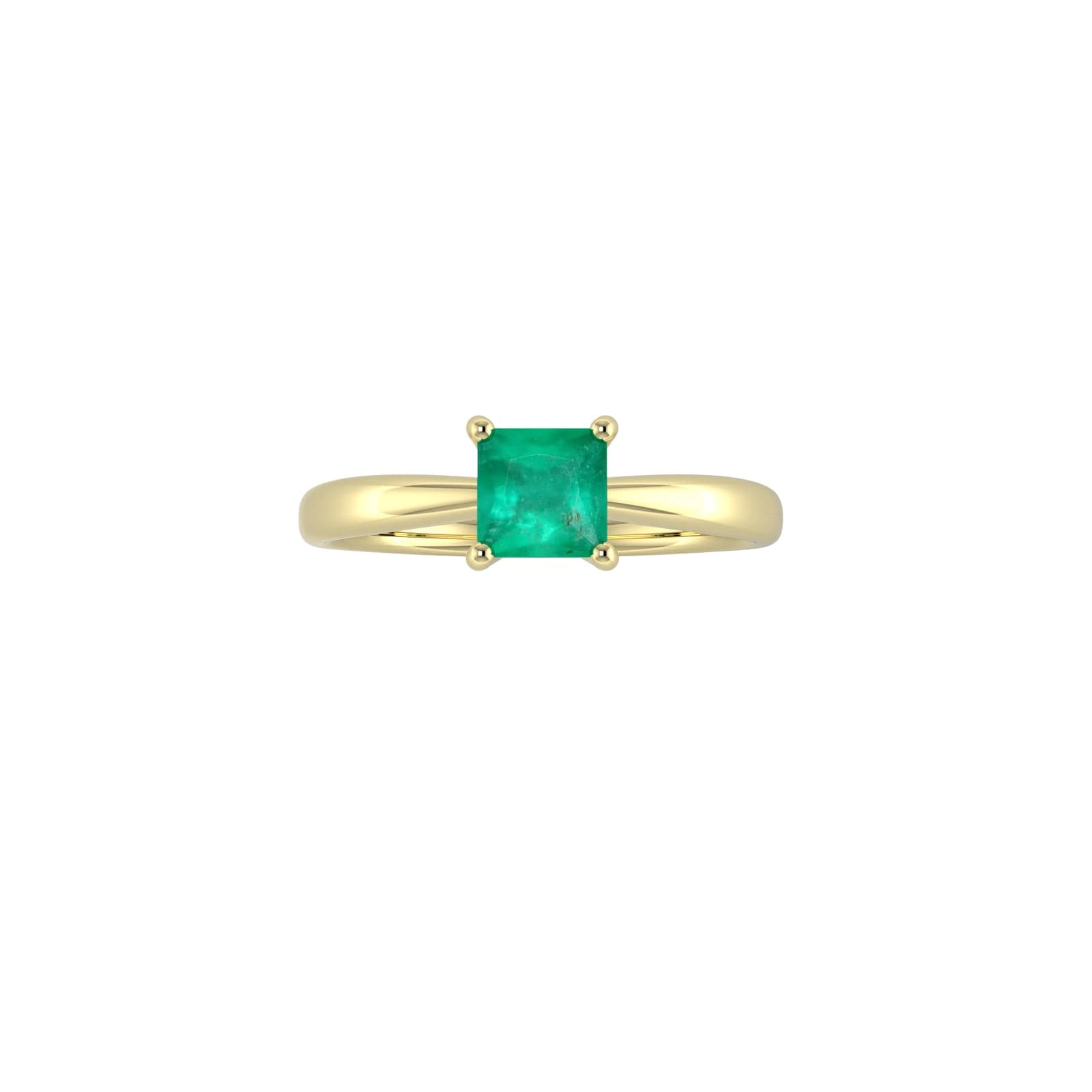 9ct Yellow Gold 4 Claw Square Emerald 5mm x 5mm Ring- Ring Size E