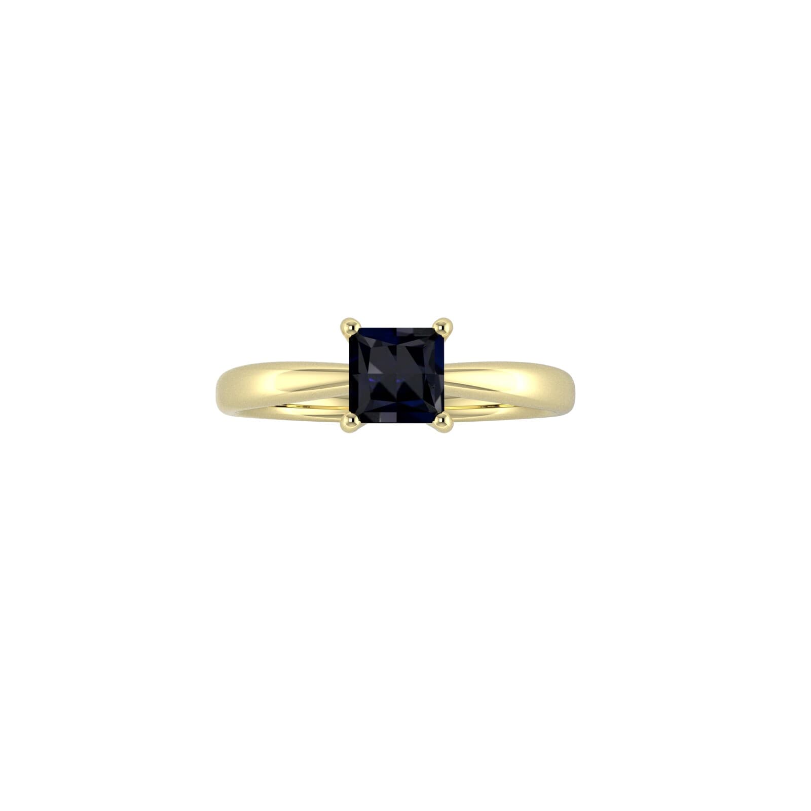9ct Yellow Gold 4 Claw Square Sapphire 5mm x 5mm Ring