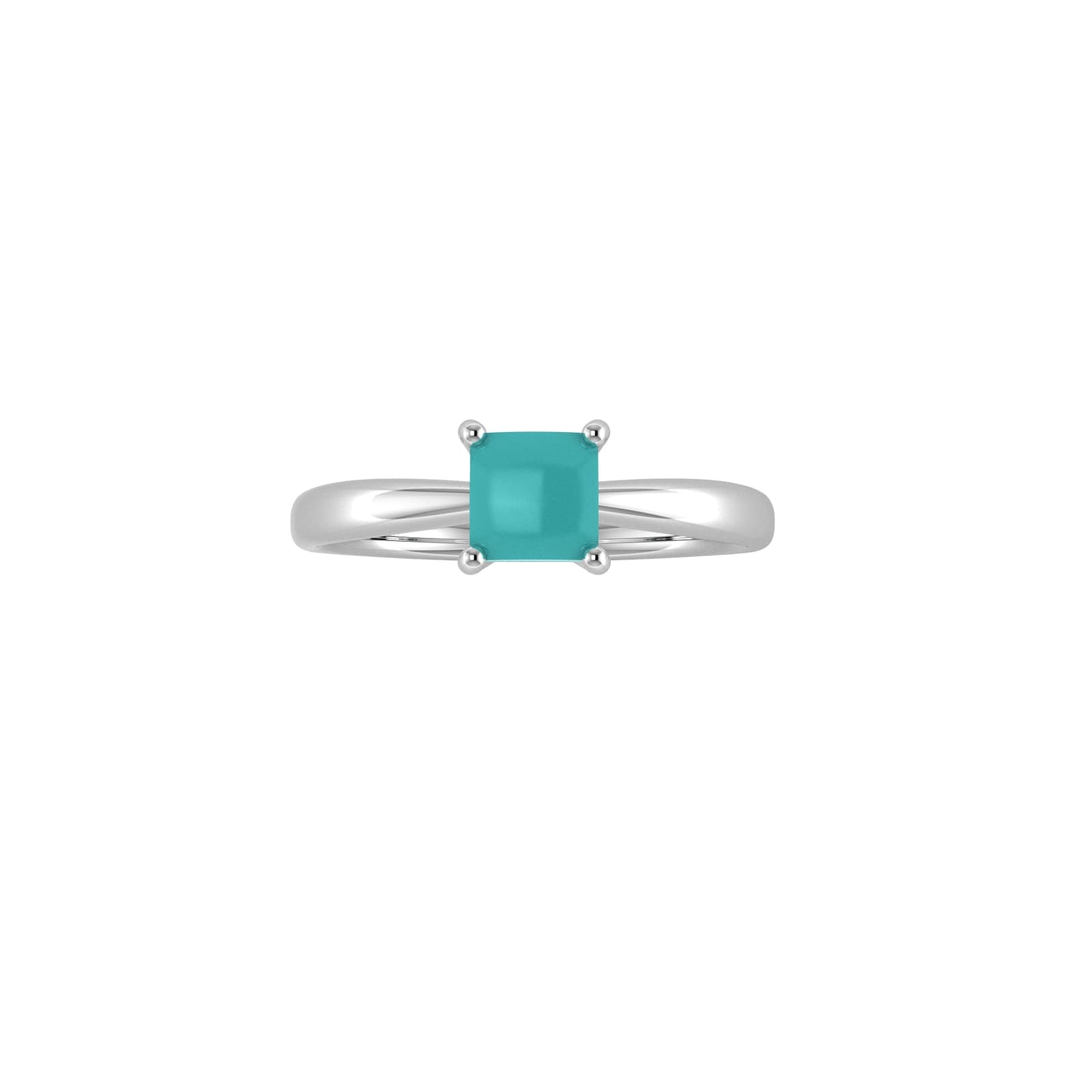 9ct White Gold 4 Claw Square Turquoise 5mm x 5mm Ring