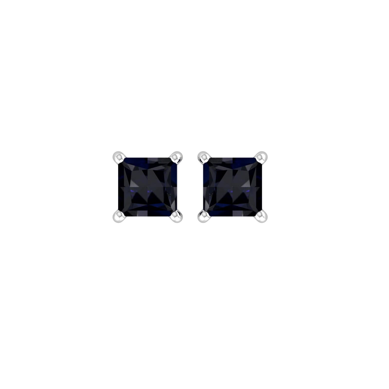 9ct White Gold 4 Claw Square Sapphire 5mm x 5mm Stud Earrings